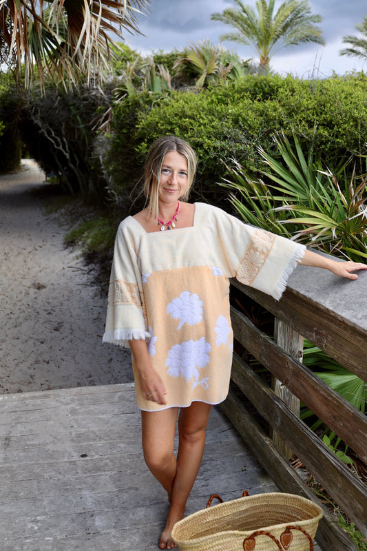 Yellow & White Floral Towel Dress