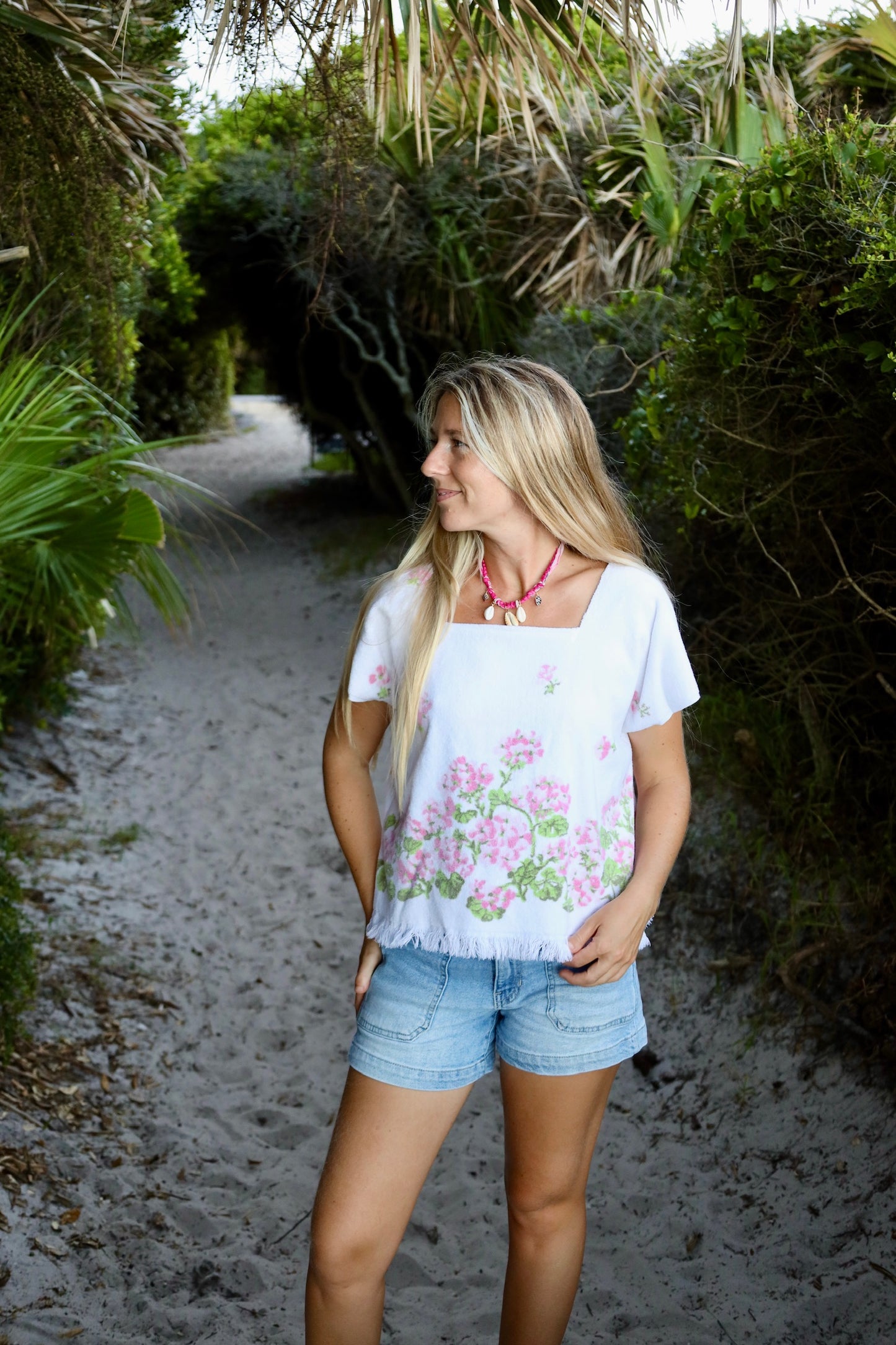 Pink Floral Towel Top
