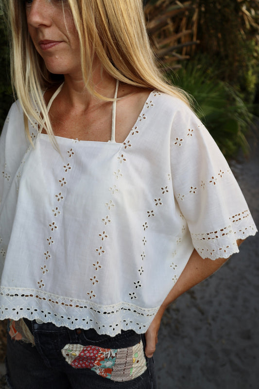 Vintage Boho Eyelet Top