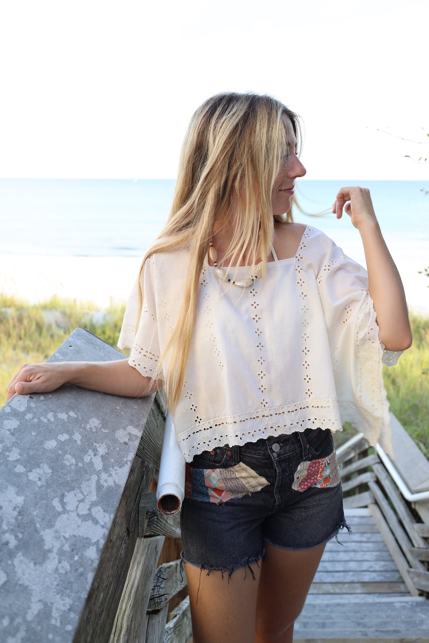 Vintage Boho Eyelet Top