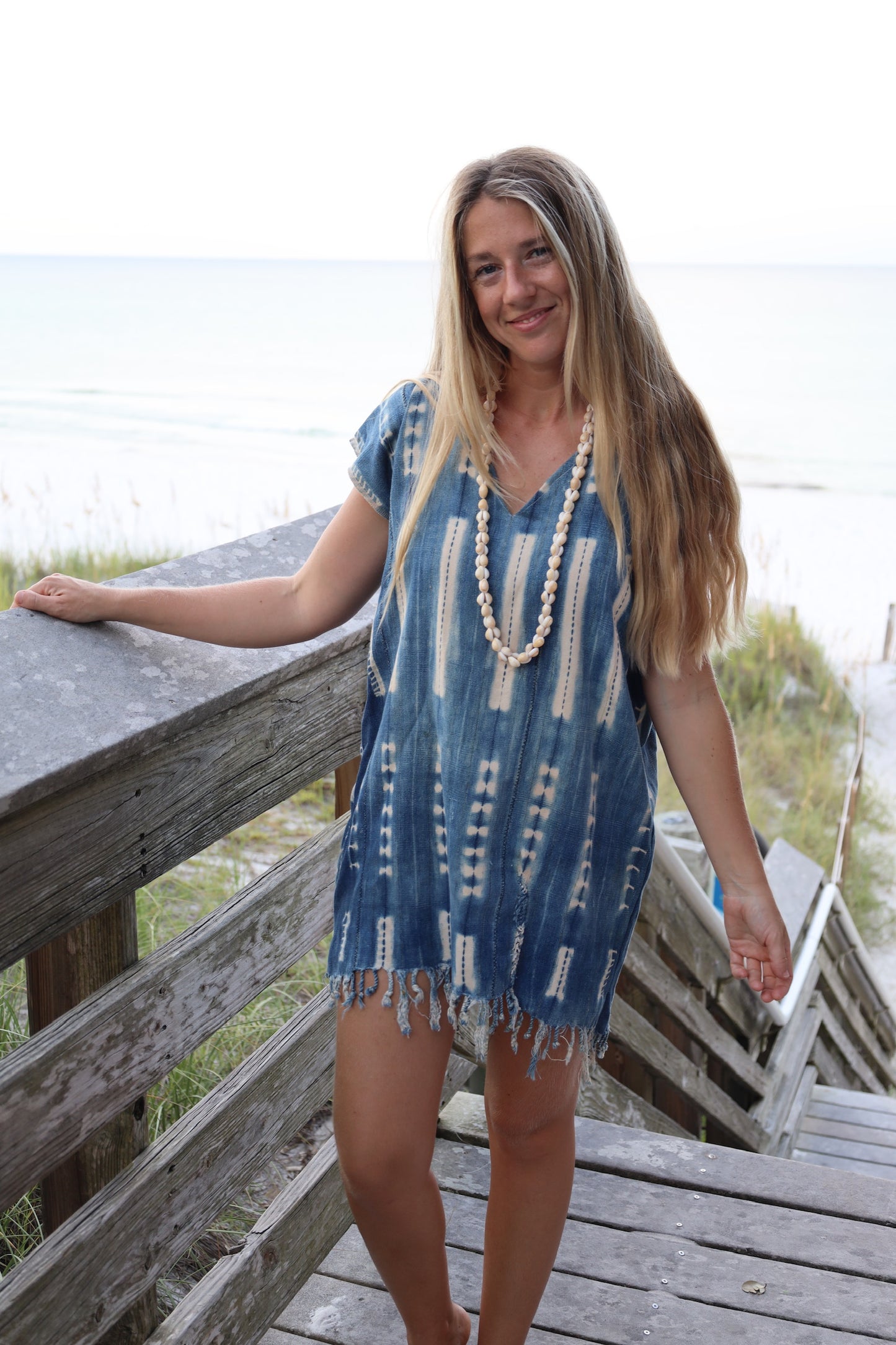 Indigo Fringe Mini Dress