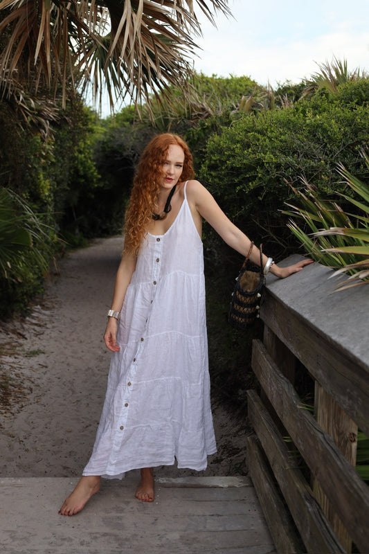 Linen Dress with Buttons