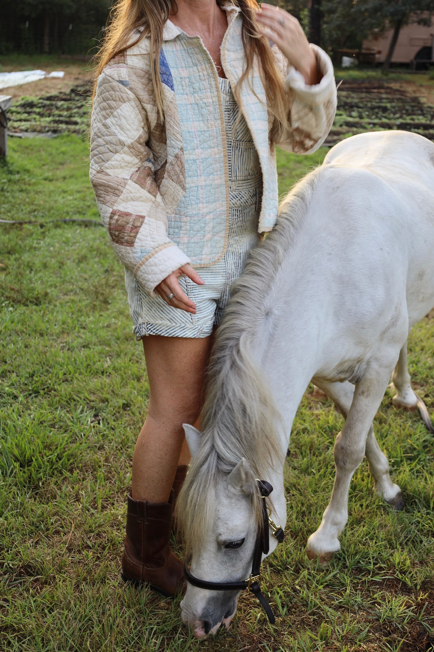 Blue & Brown Checkered Quilt Coat