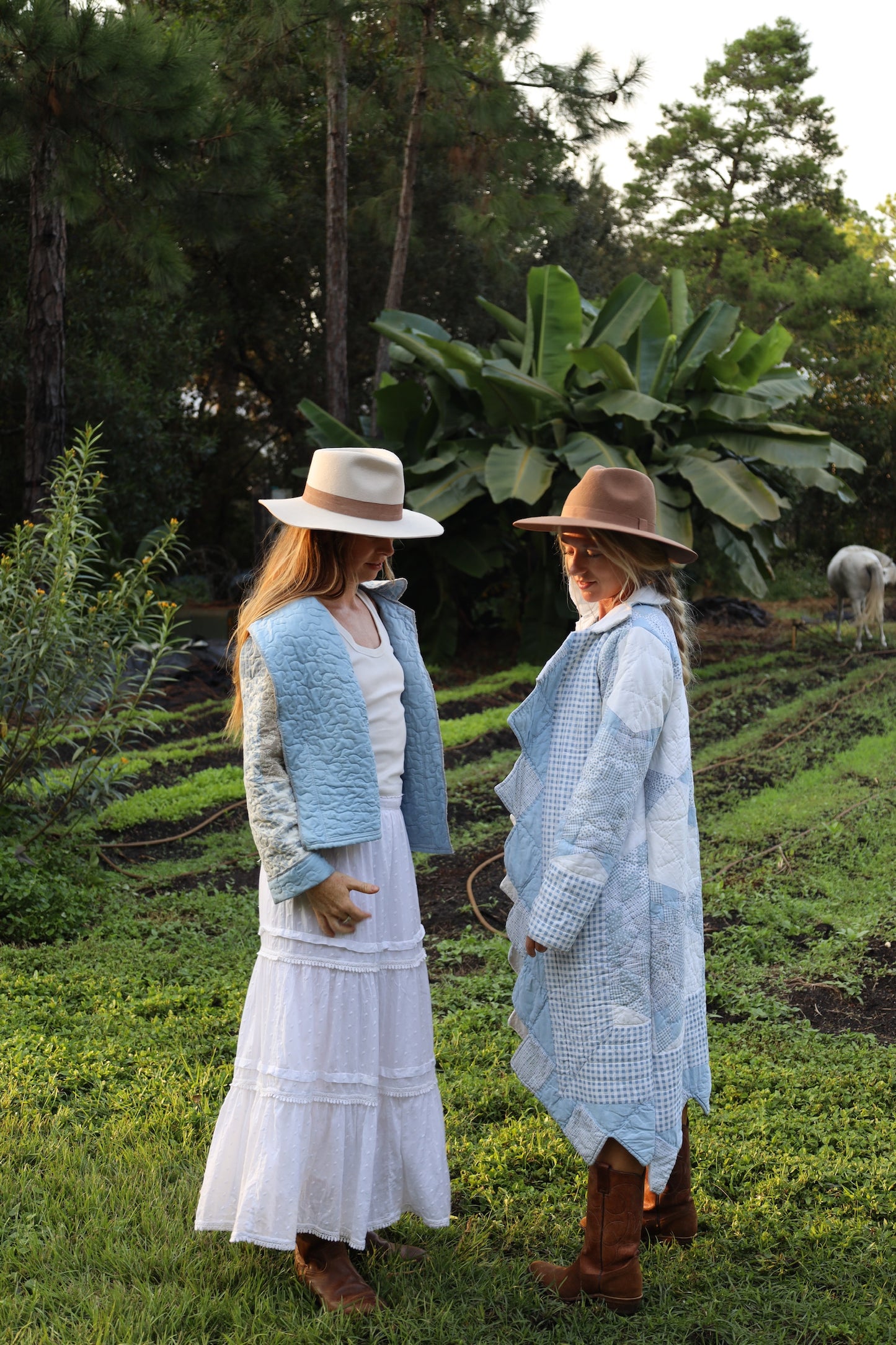 Blue Square Panel Quilt Coat