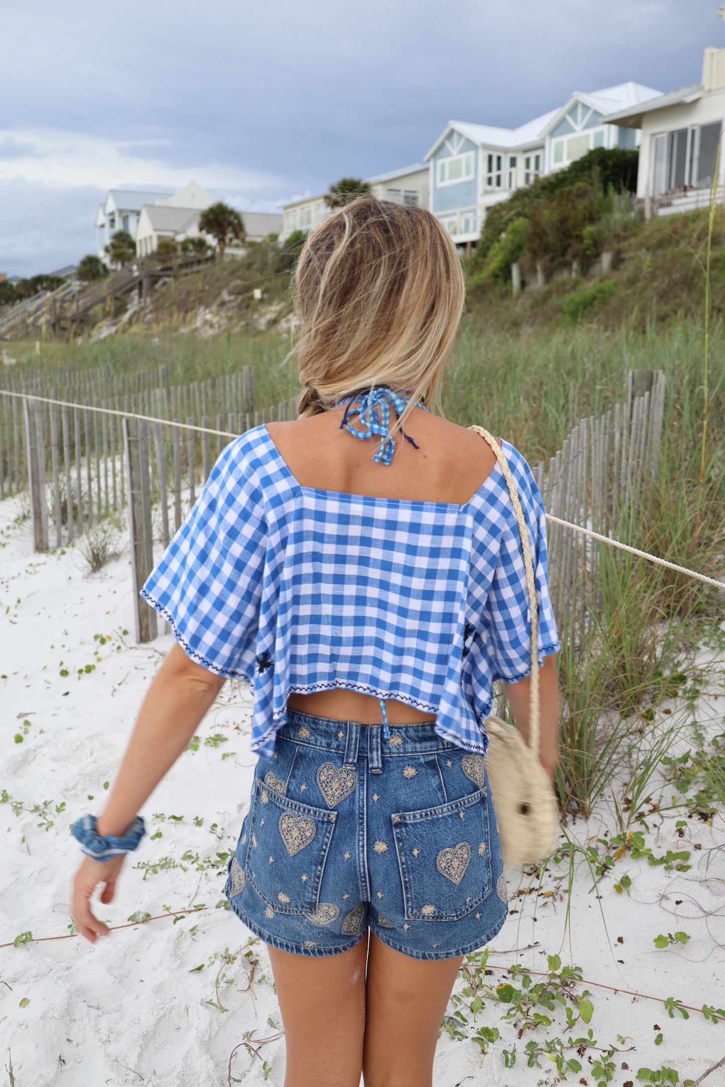 Gingham Blue Top
