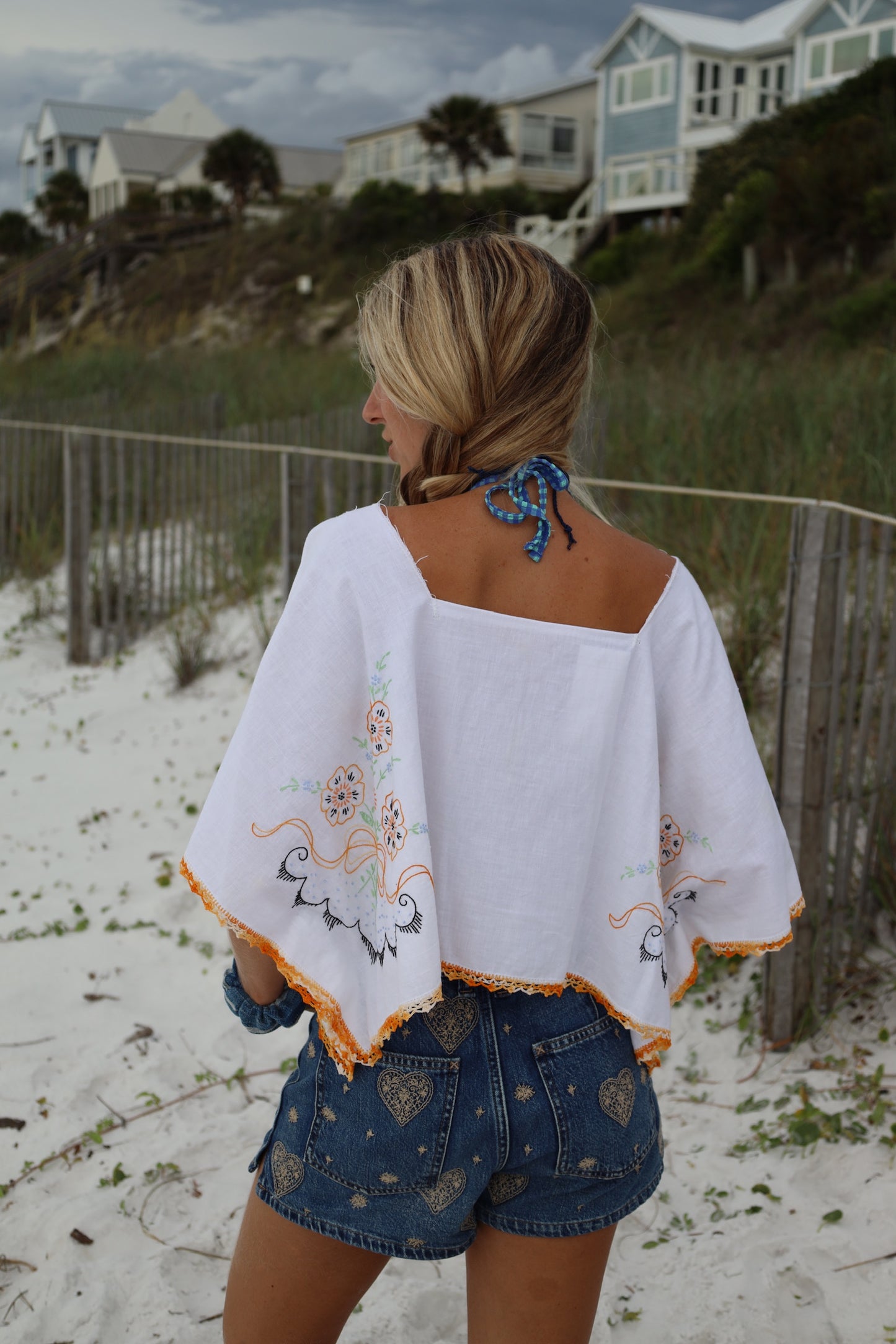 Embroidered White Tablecloth Top