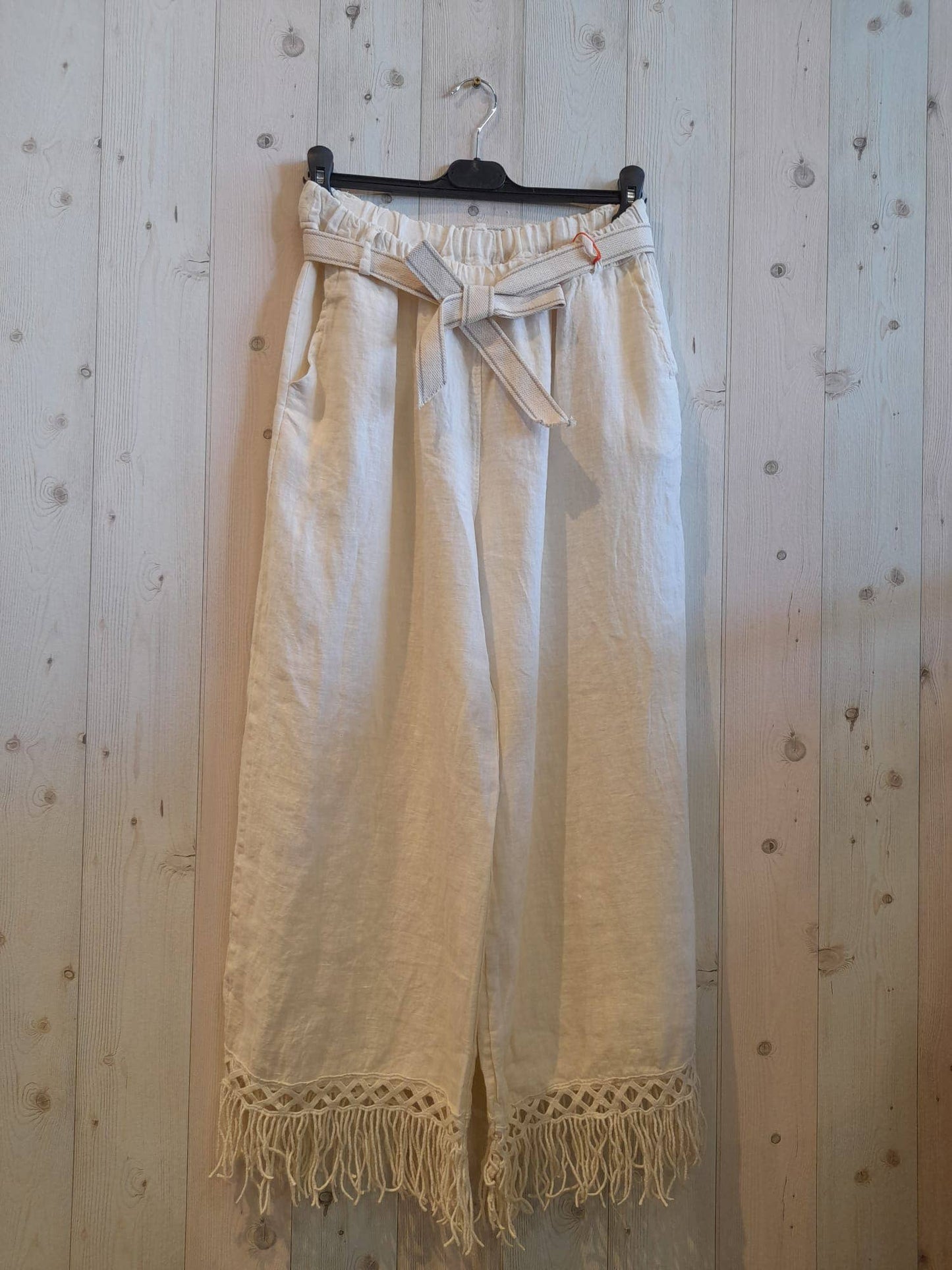 Linen Fringed Pants