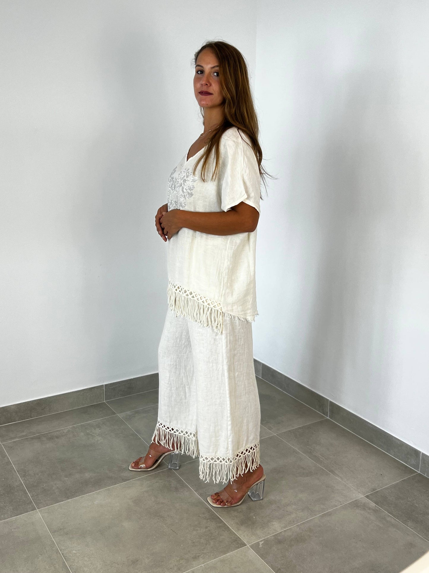 Linen Fringed Pants