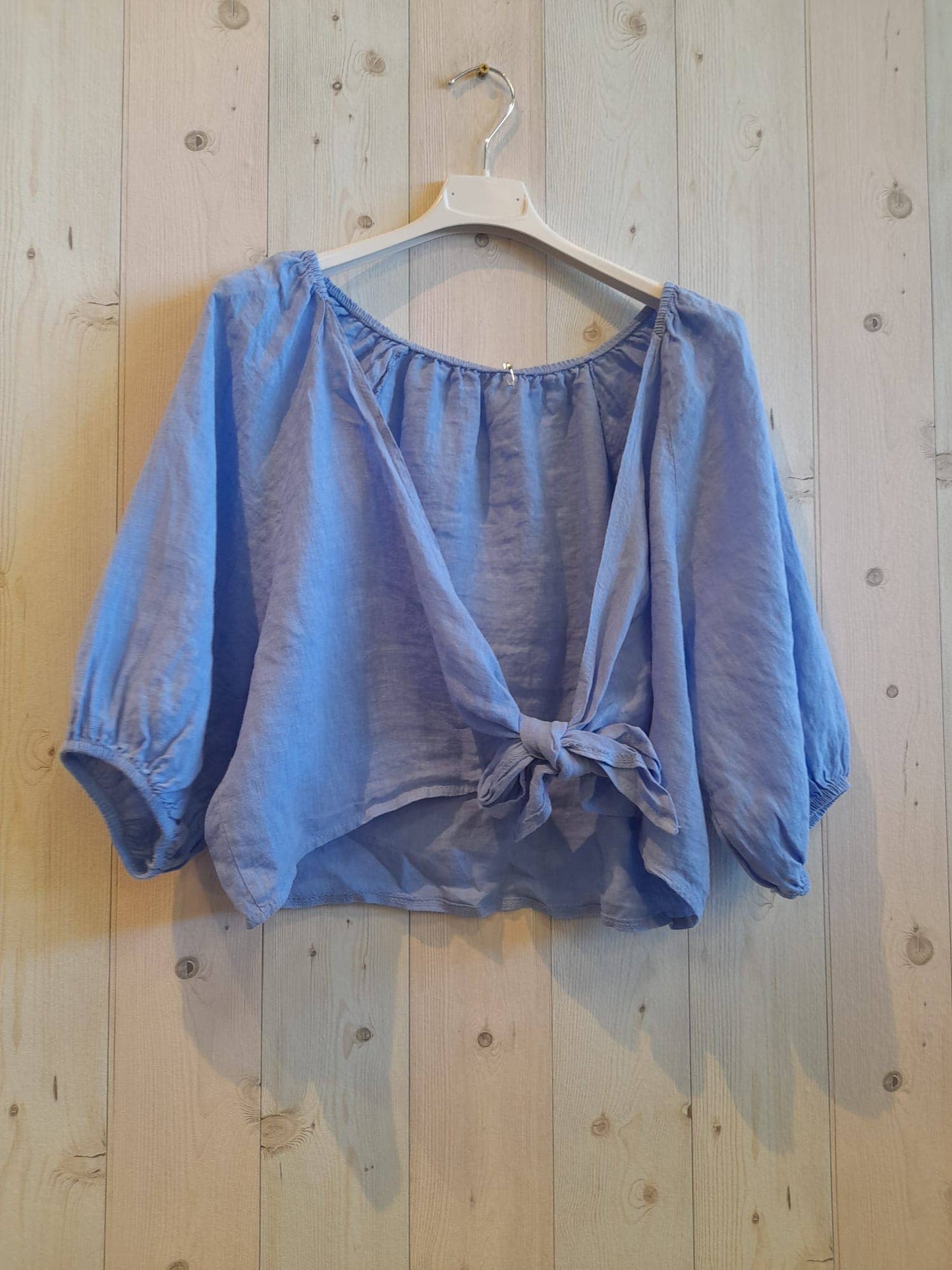 Linen Short Bow Top