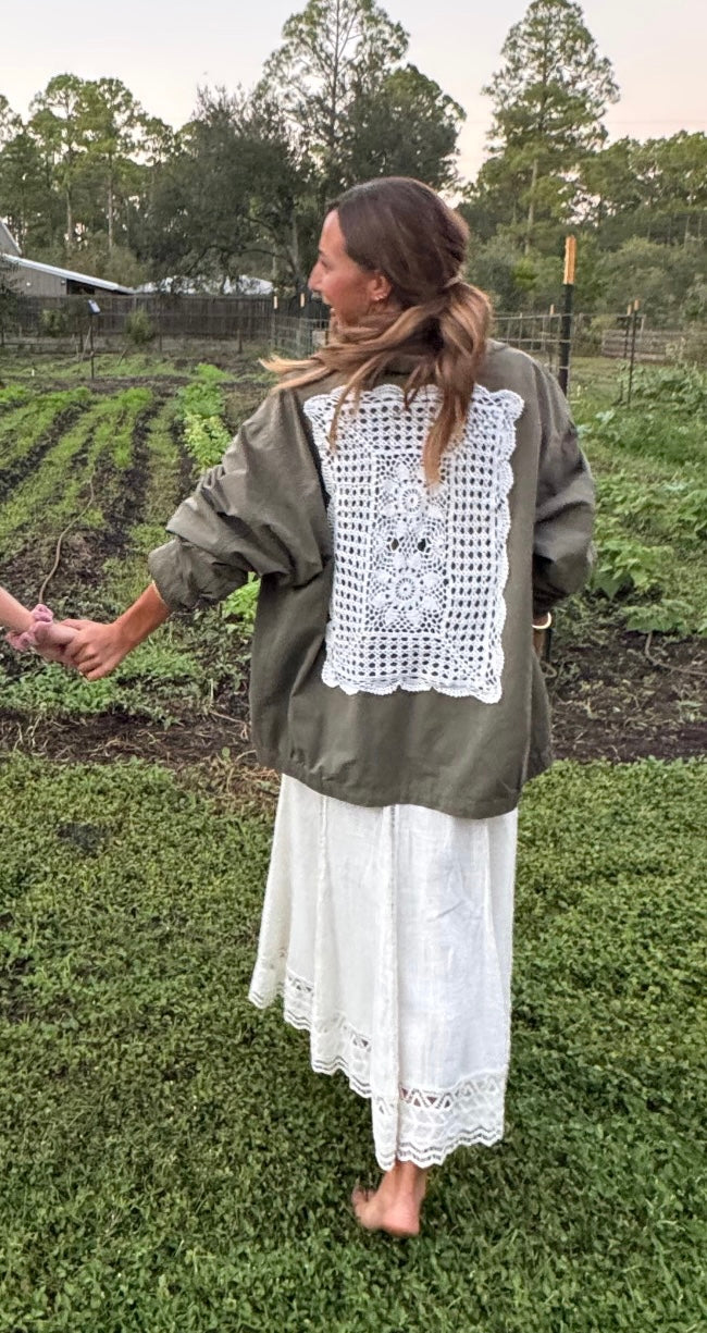 Vintage Eddie Bauer Crochet Barn Bomber Jacket