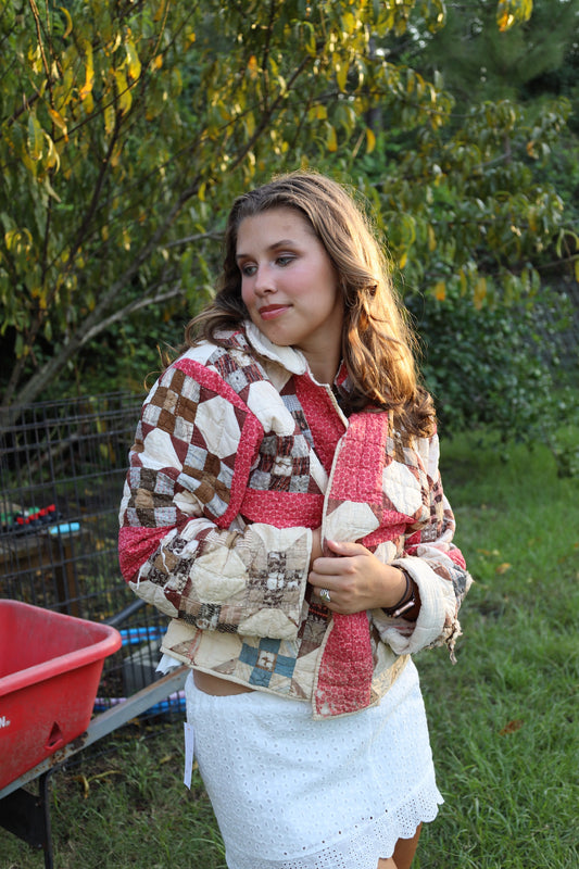 Red & Brown Quilt Coat
