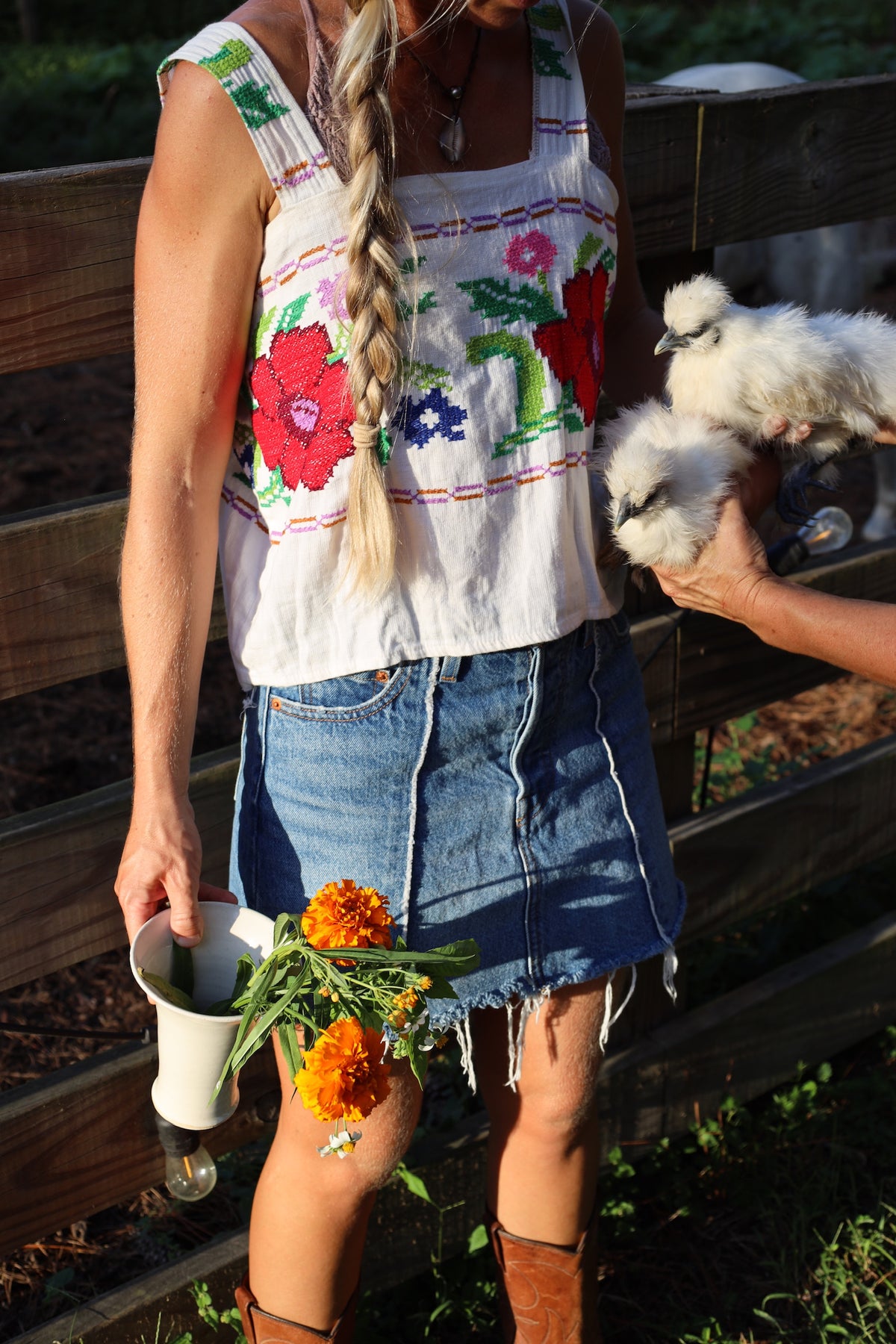 Embroidered Cross Stitch Tank Top