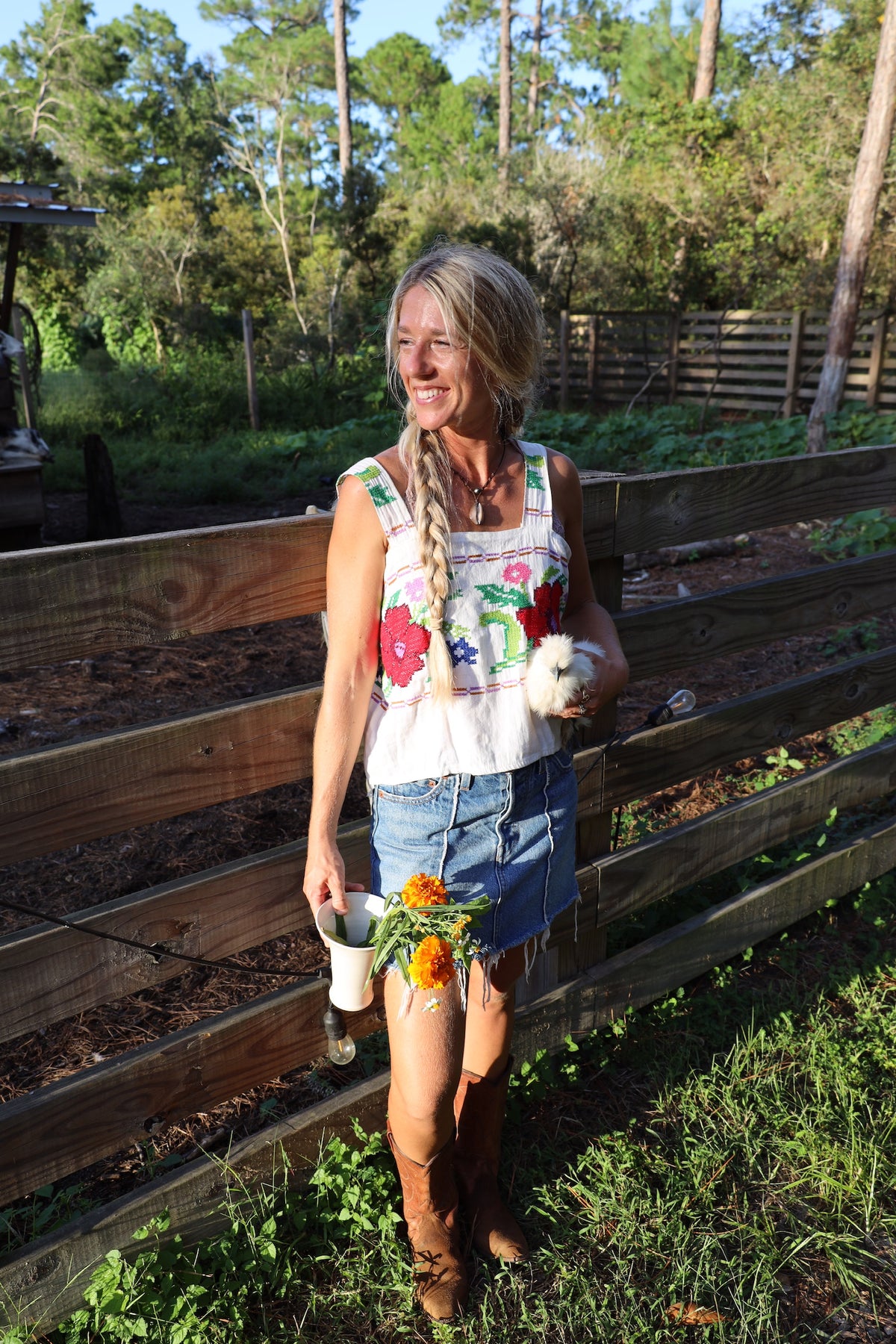Embroidered Cross Stitch Tank Top