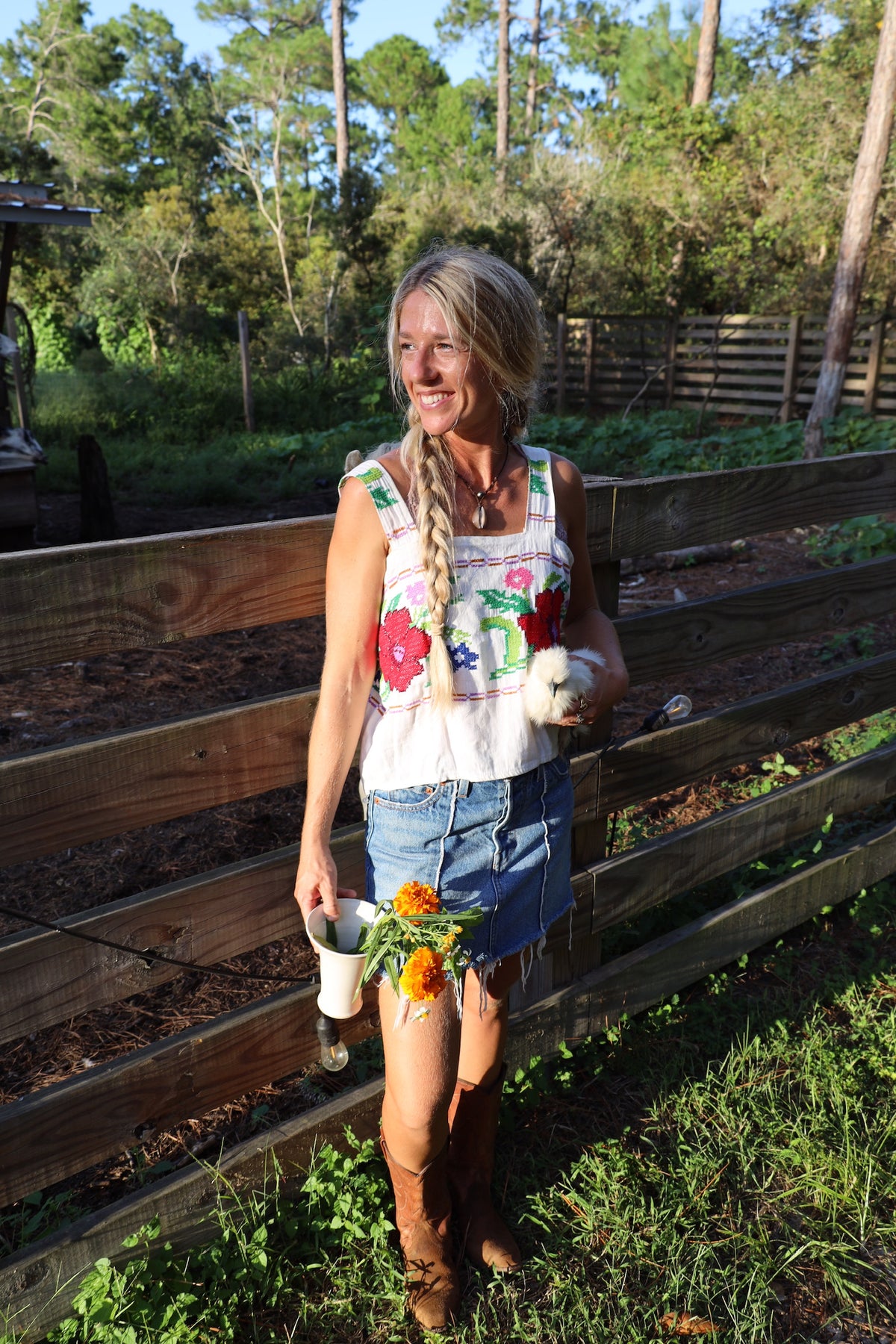 Embroidered Cross Stitch Tank Top