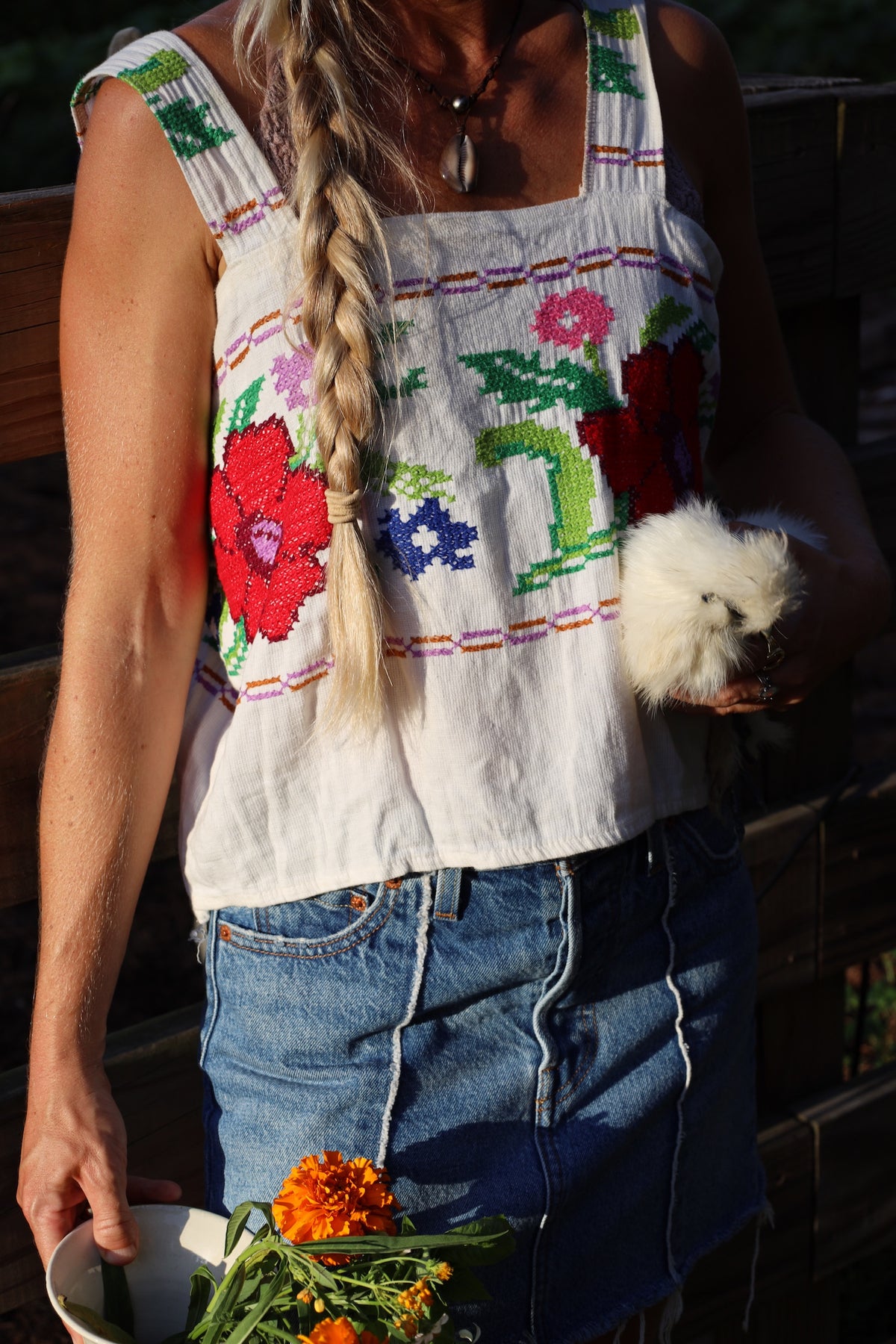 Embroidered Cross Stitch Tank Top