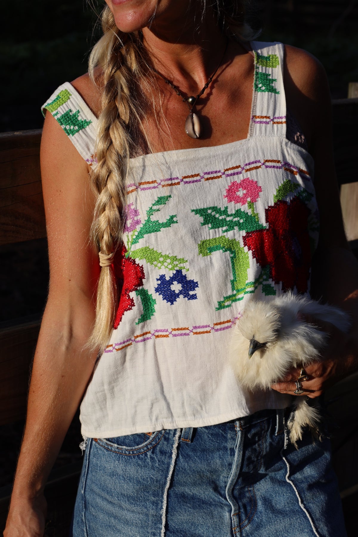 Embroidered Cross Stitch Tank Top