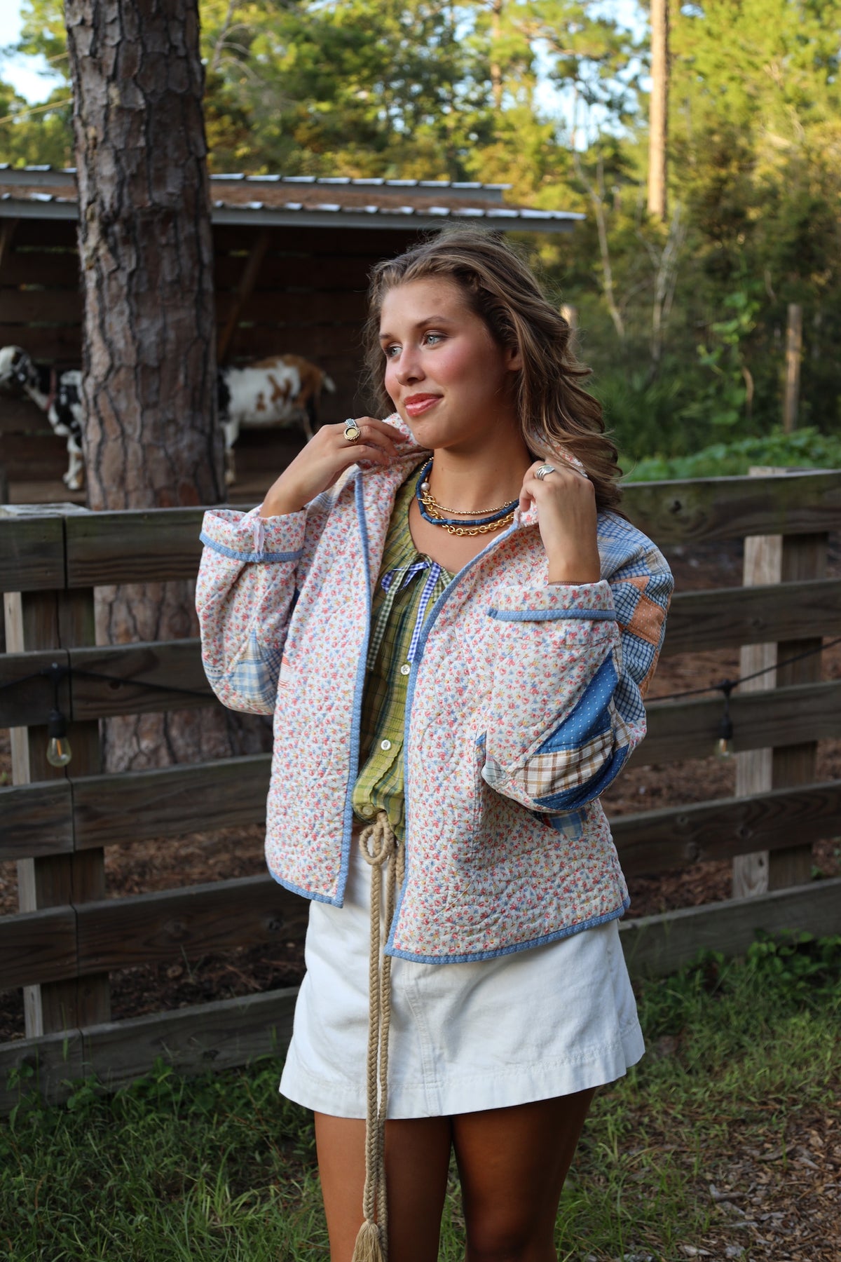 Pastel Floral & Plaid Quilt Coat