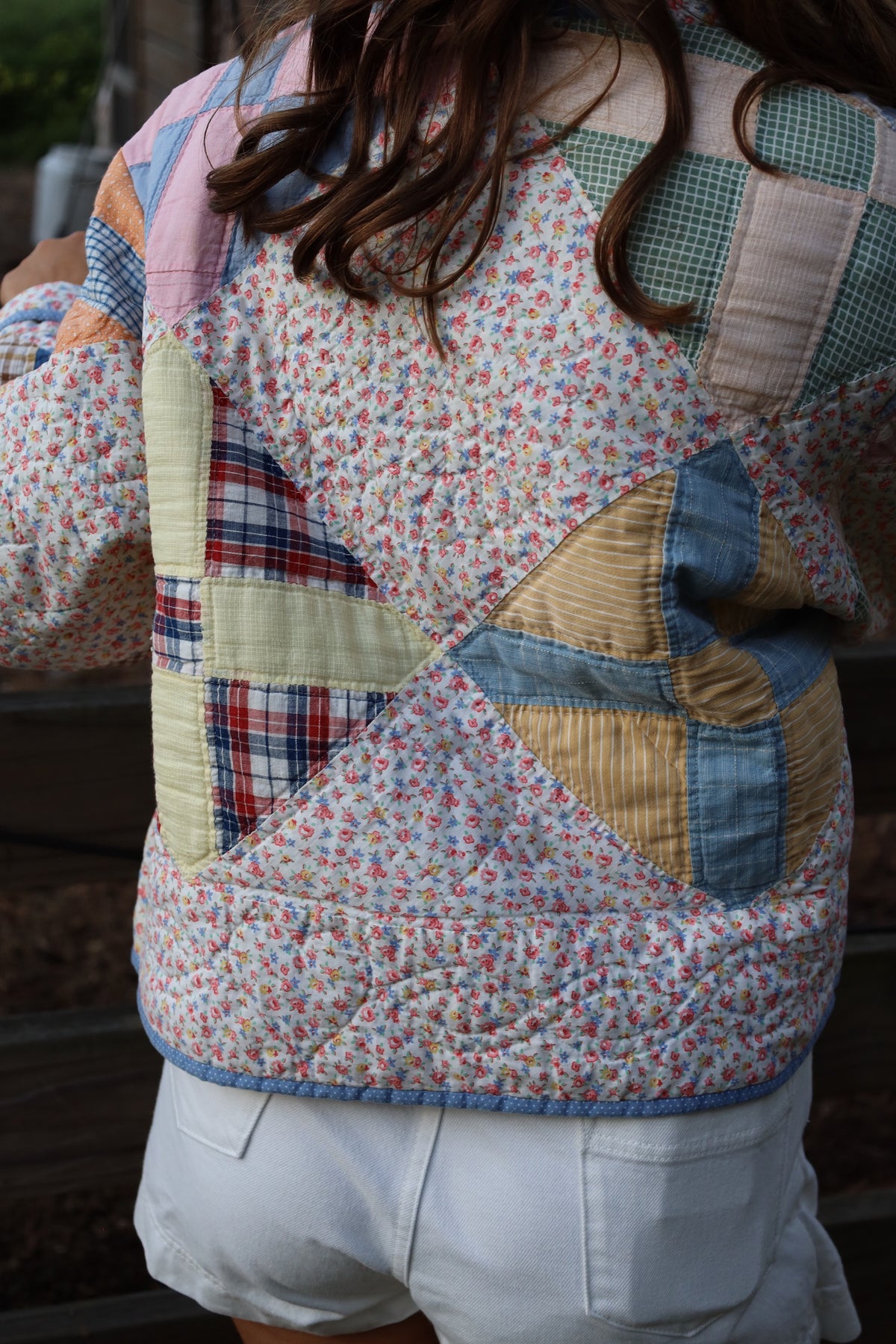 Pastel Floral & Plaid Quilt Coat