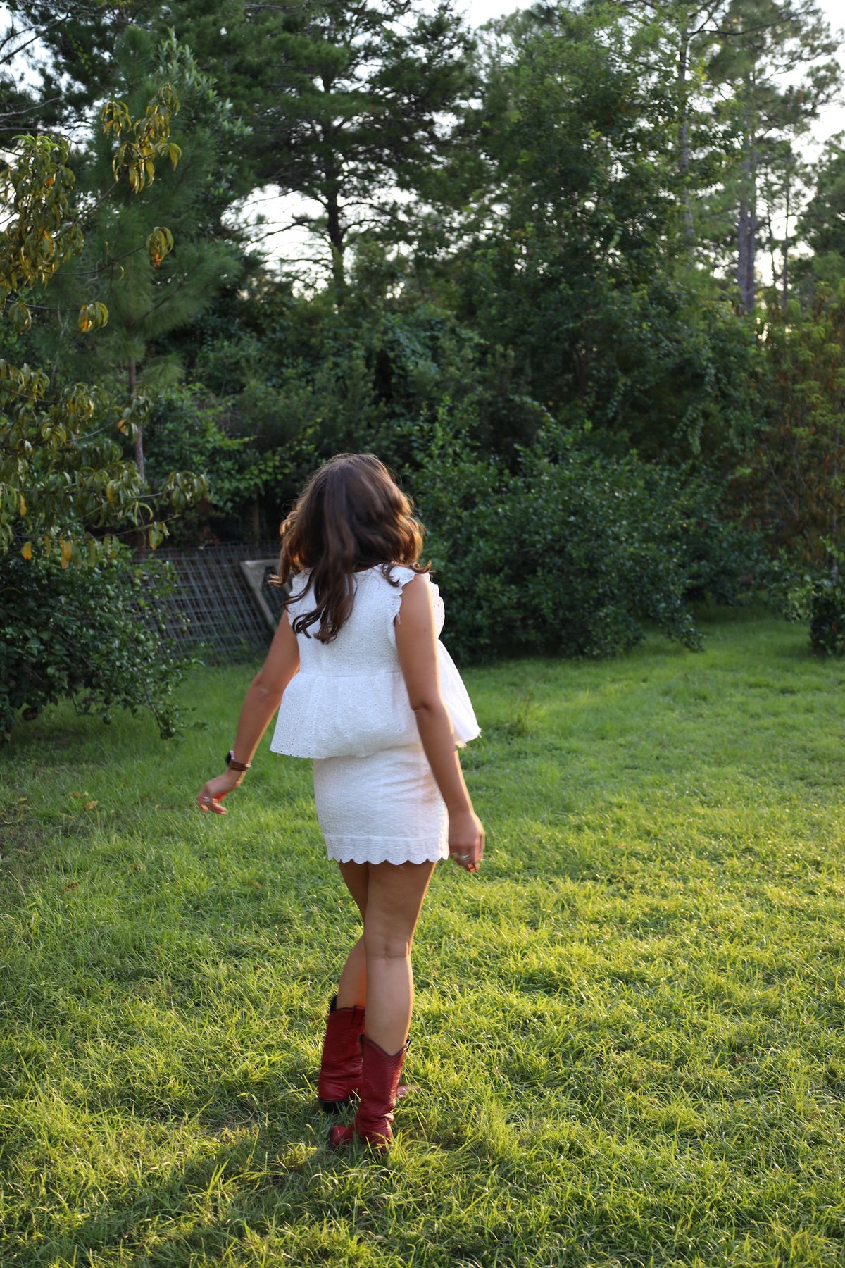 White Eyelet Top & Skirt Set