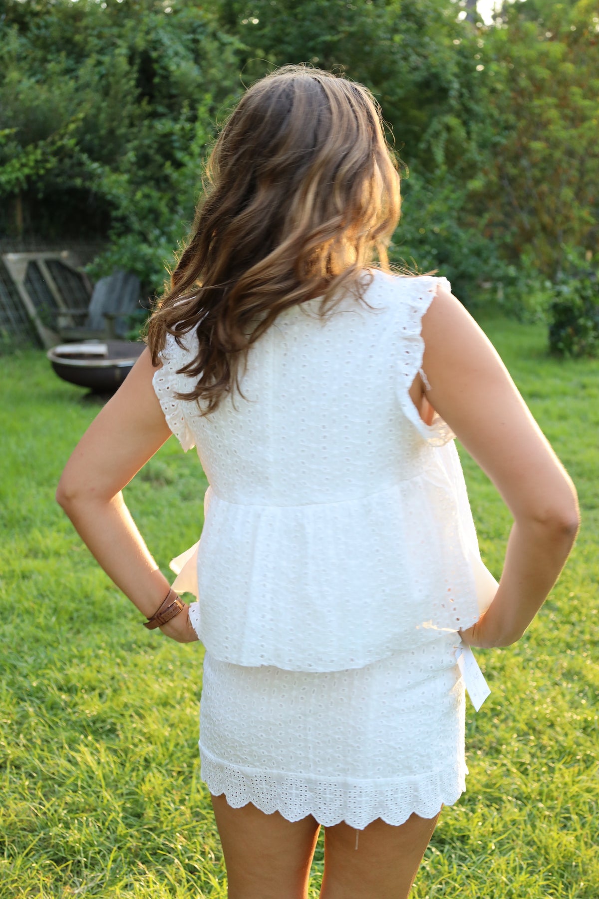 White Eyelet Top & Skirt Set