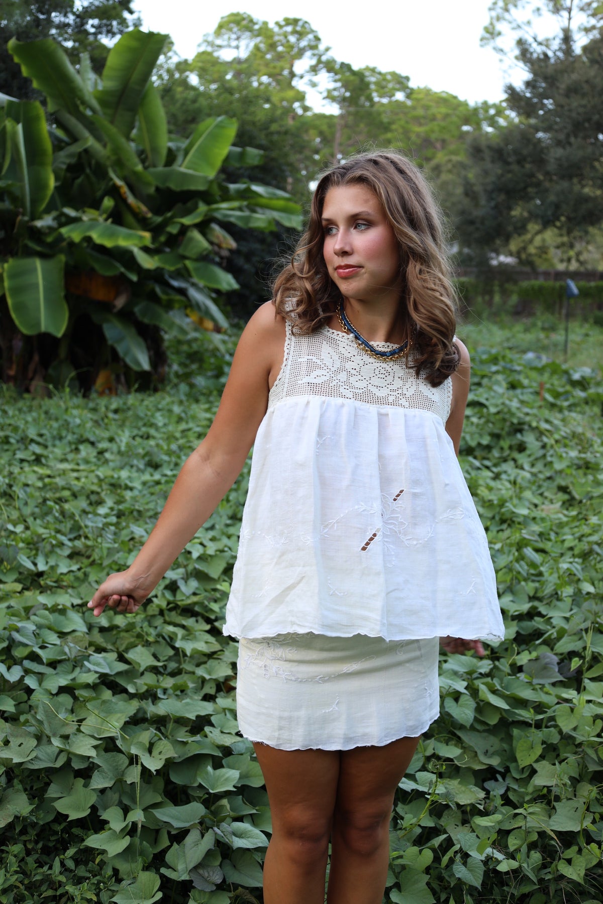 Linen Filet Crochet Top