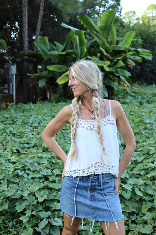 Cream Lace Tank Top