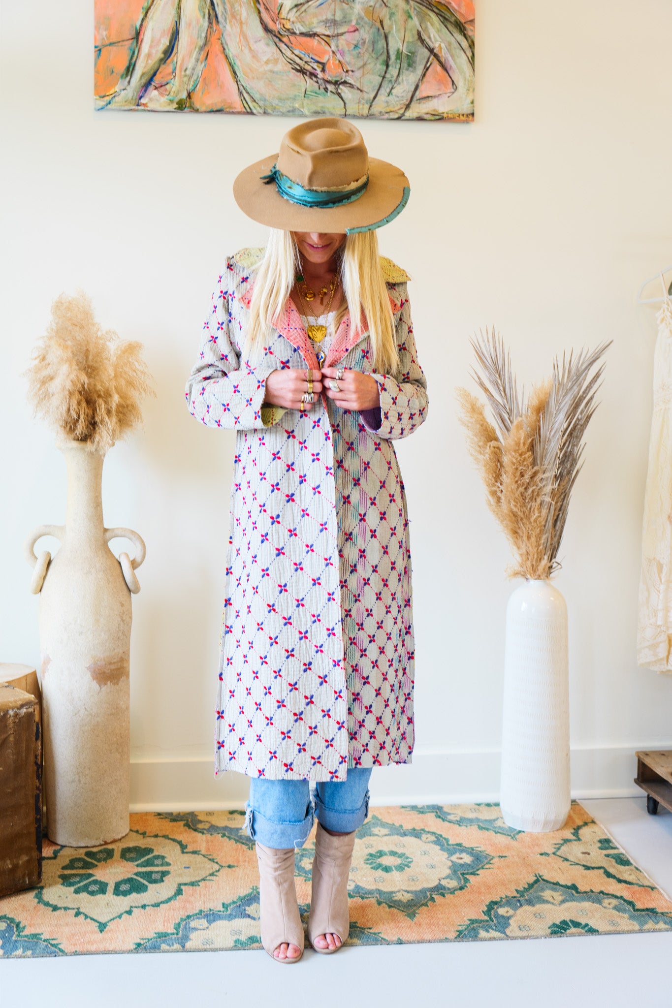 Kantha Long Quilt Coat