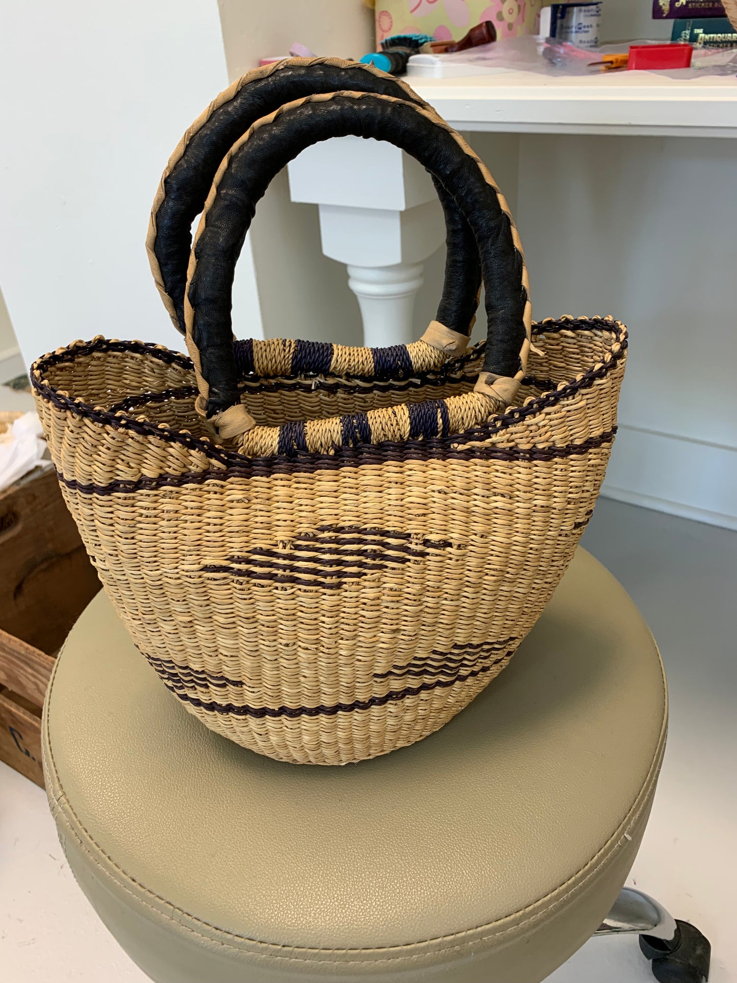 African Straw Market Bag