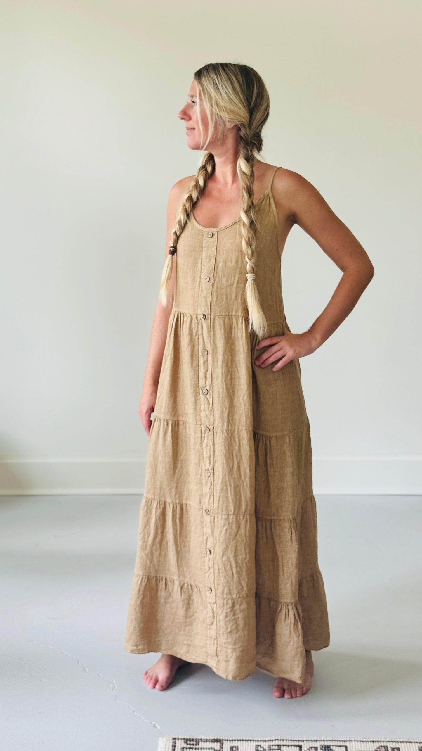 Linen Dress with Buttons