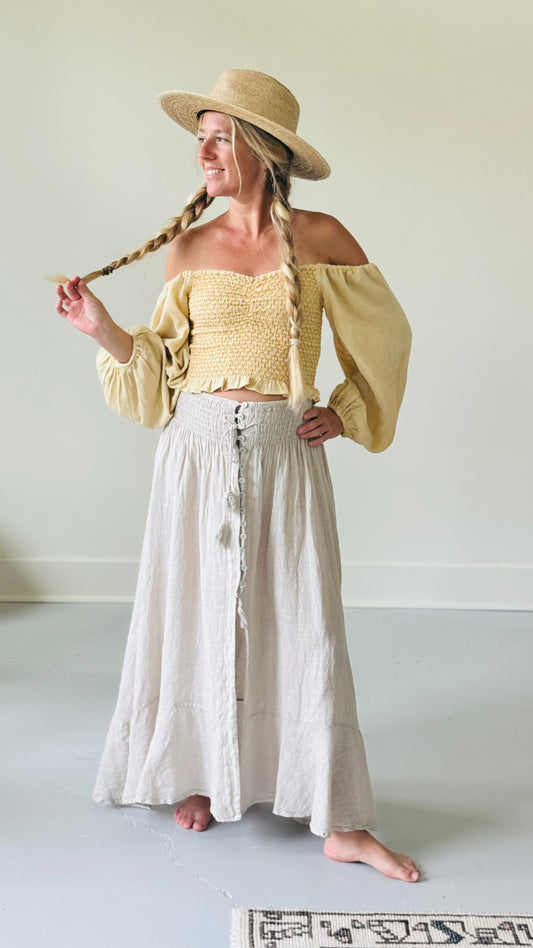 Linen Button Skirt