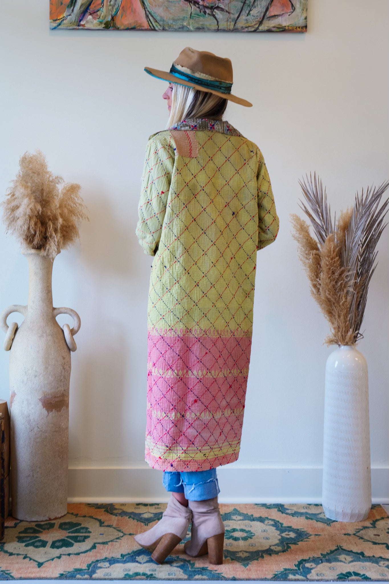 Kantha Long Quilt Coat