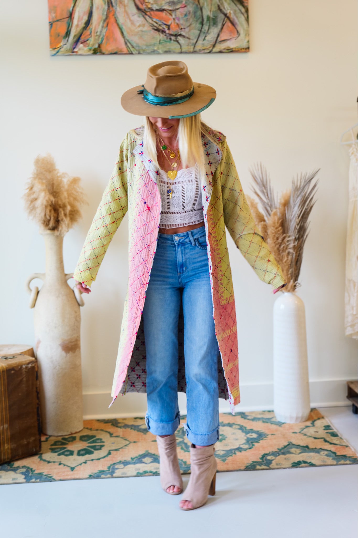 Kantha Long Quilt Coat