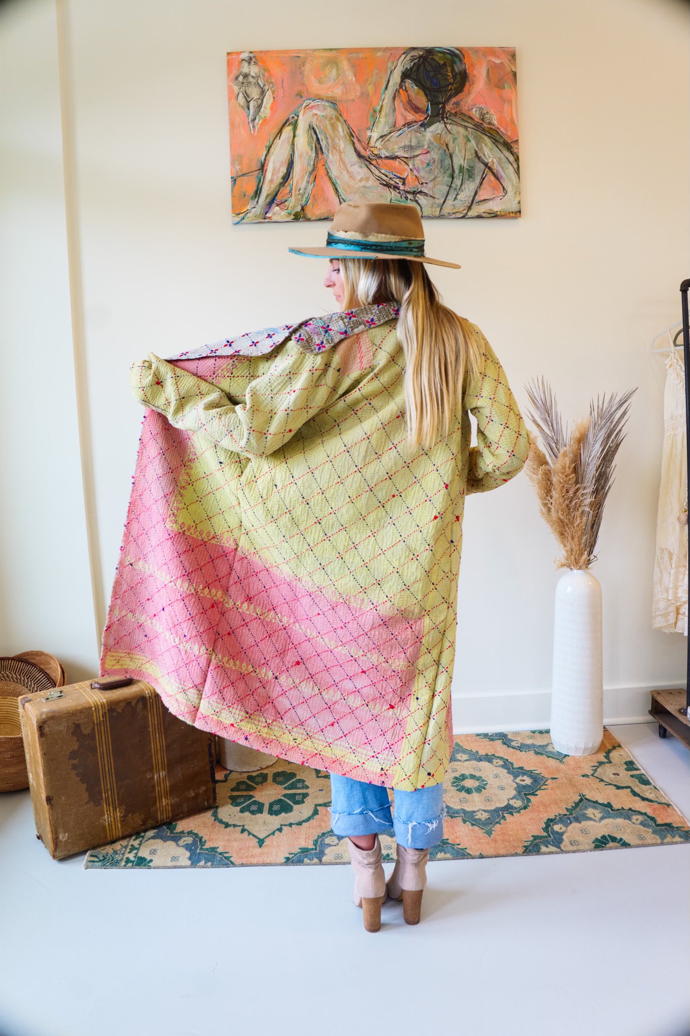 Kantha Long Quilt Coat