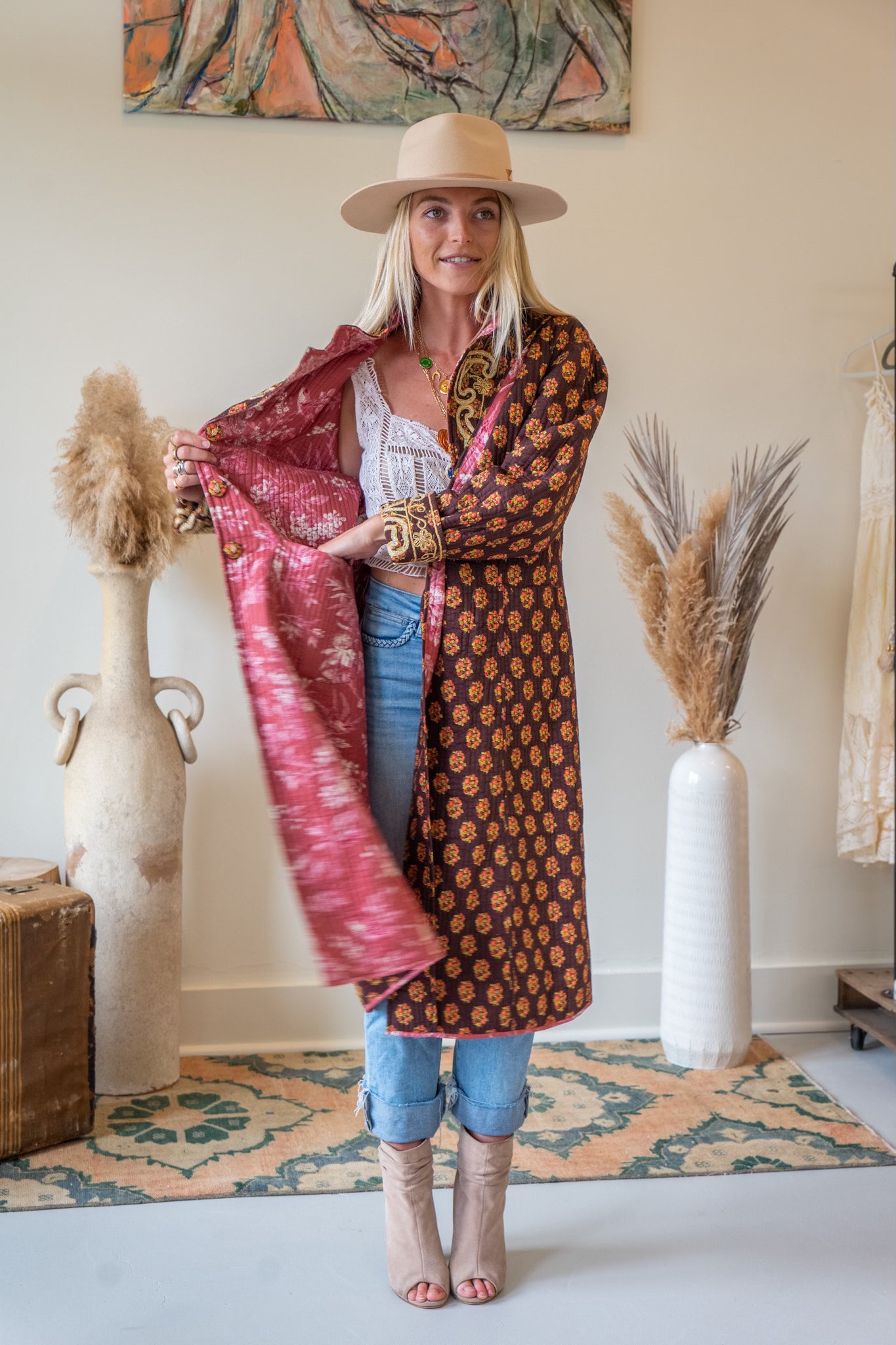 Reversible Long Quilt Coat