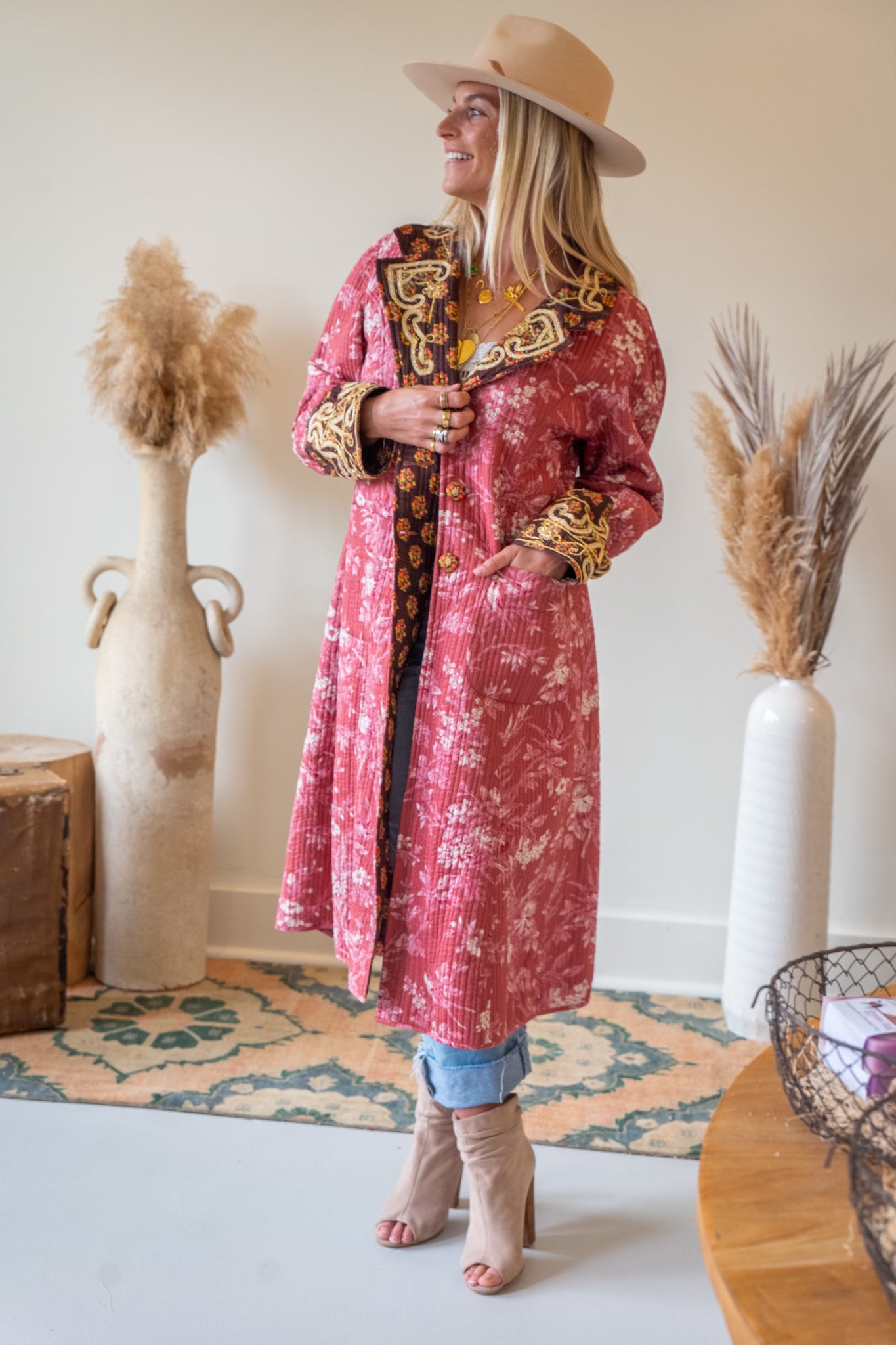 Reversible Long Quilt Coat