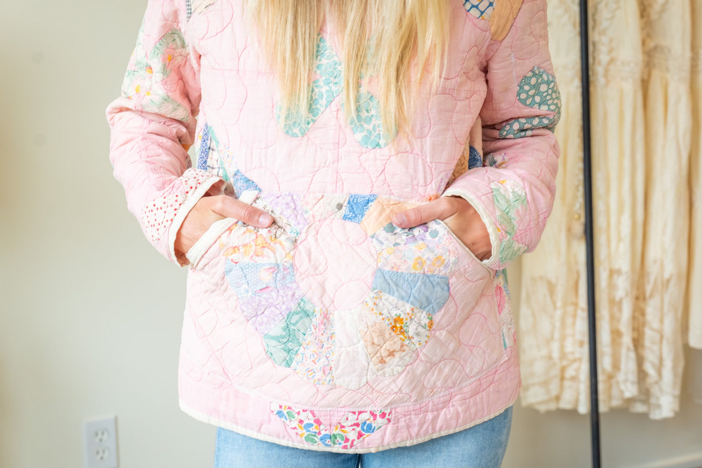 Dresden Plate Pink Quilt Hoodie