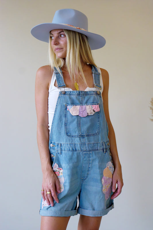 Vintage Denim Short Overalls