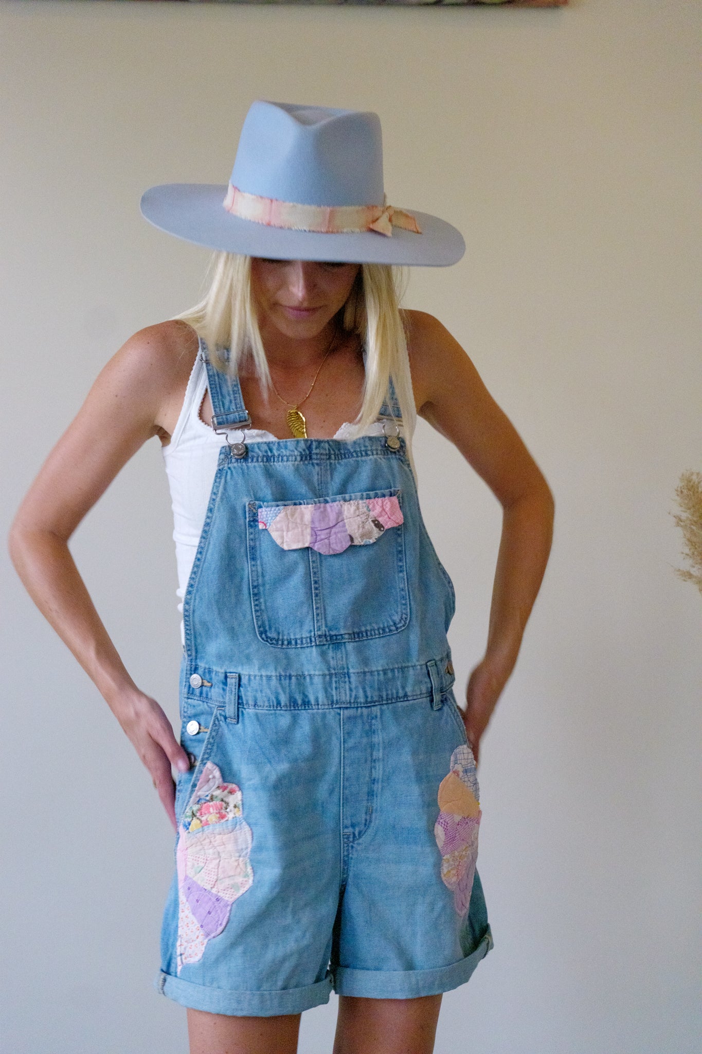 Vintage Denim Short Overalls