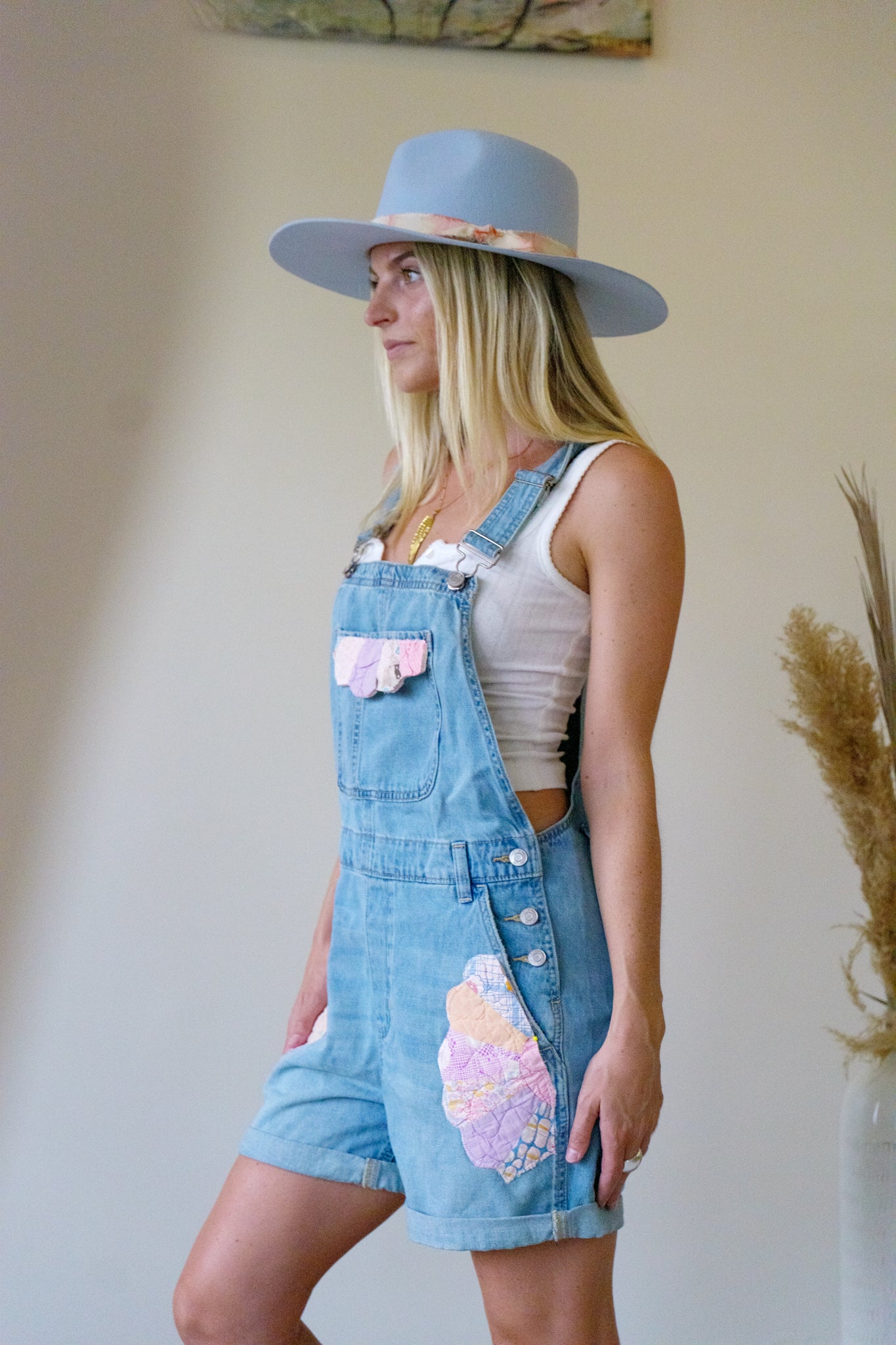 Vintage Denim Short Overalls