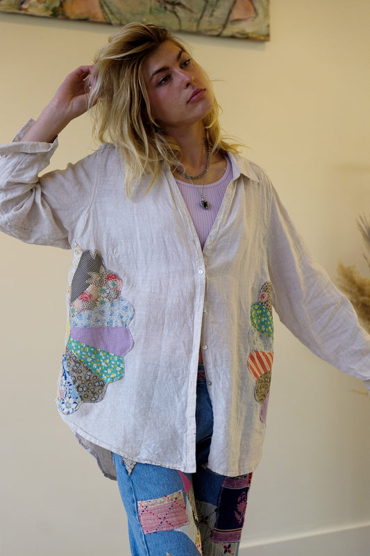 Linen Daisy Quilt Patchwork Shirt