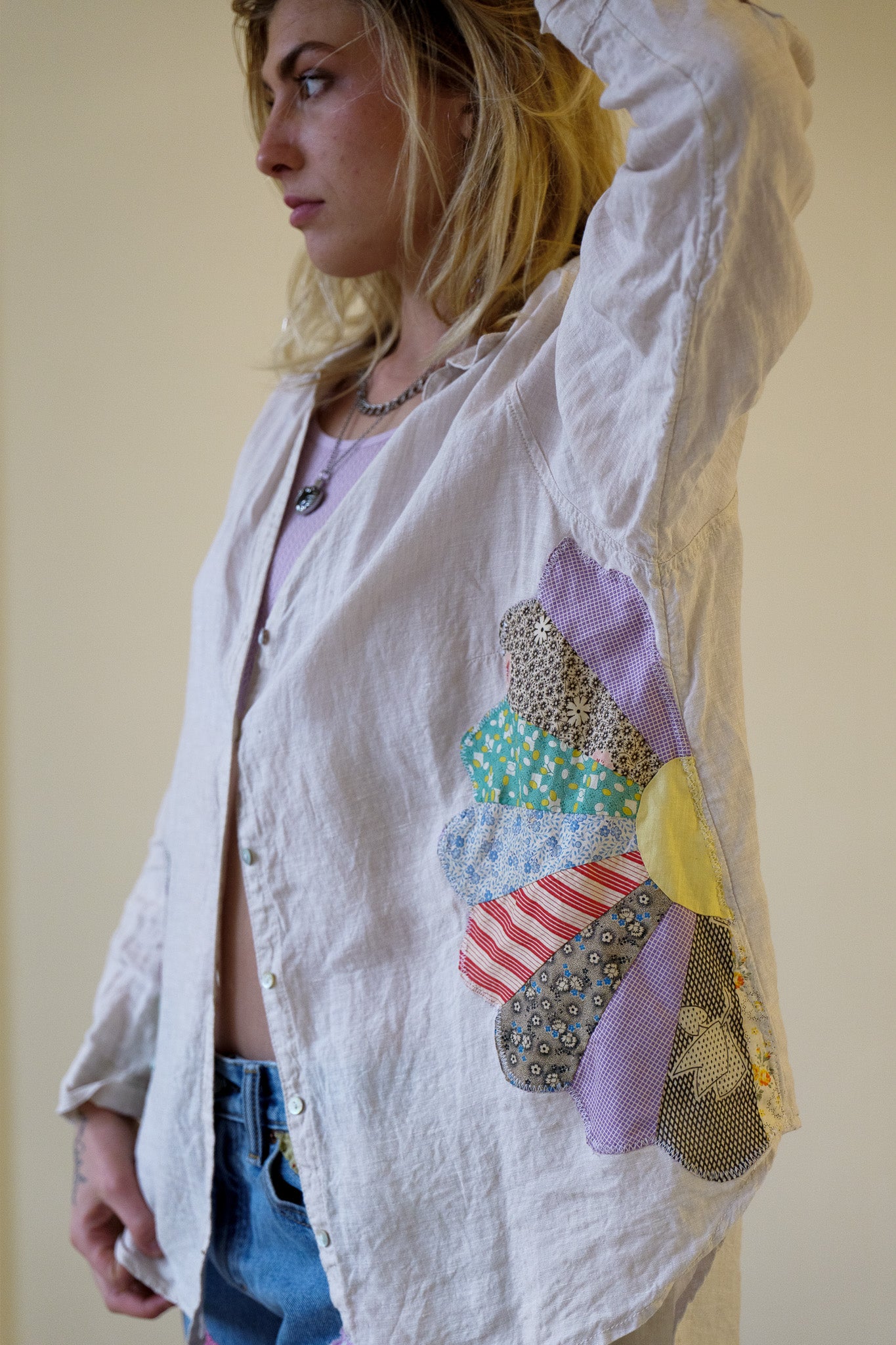 Linen Daisy Quilt Patchwork Shirt