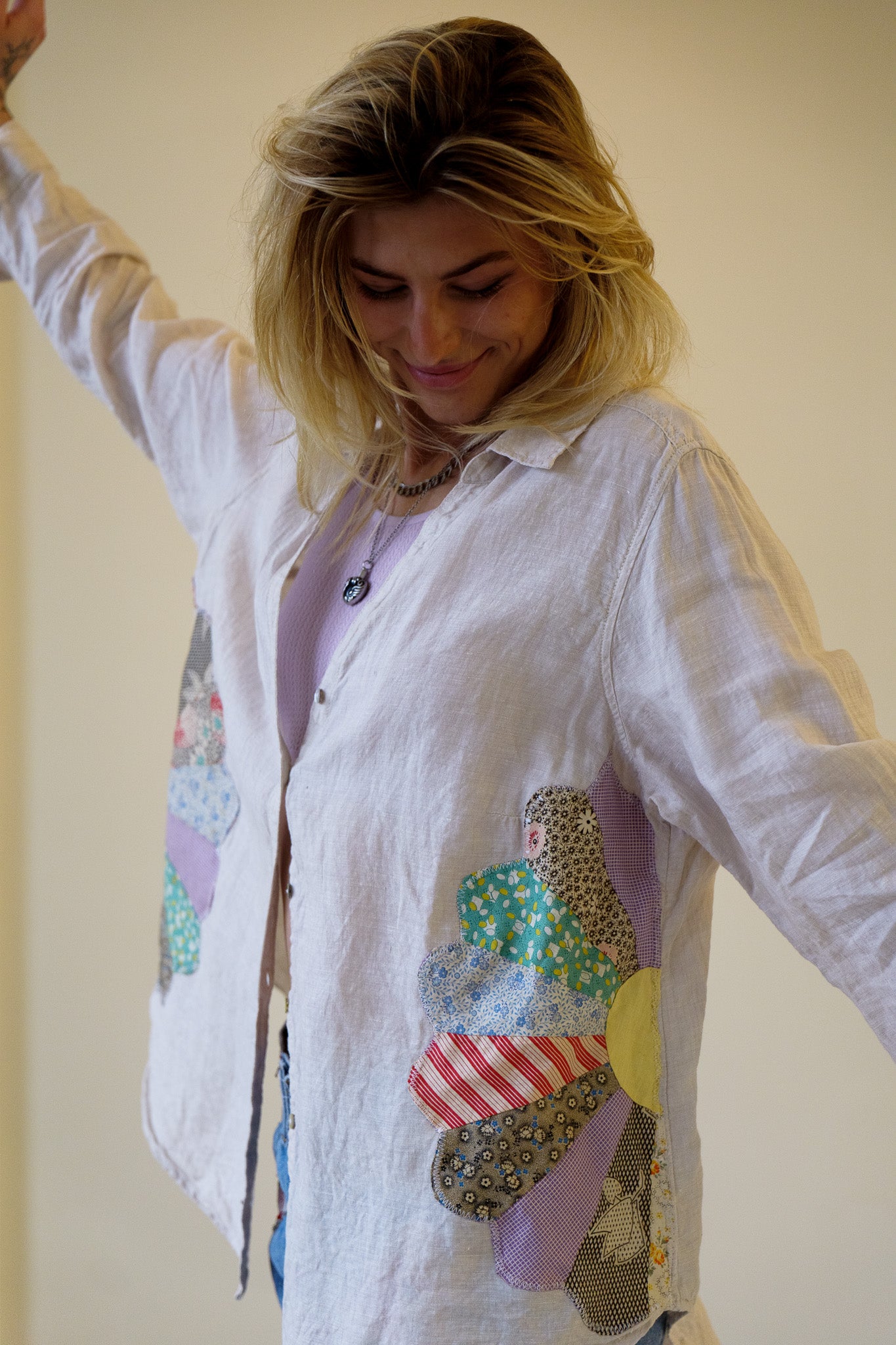 Linen Daisy Quilt Patchwork Shirt