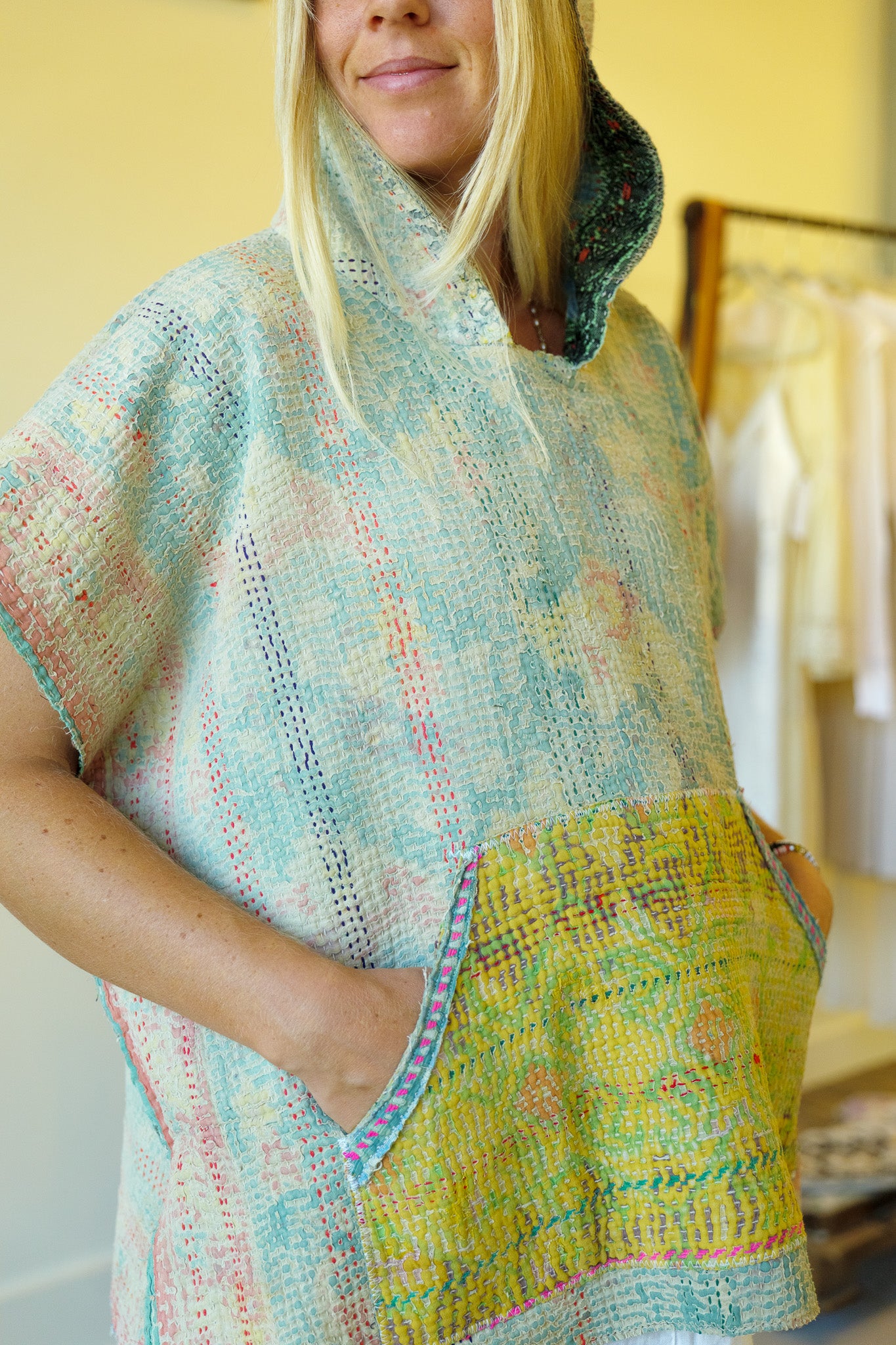 Kantha Hooded Poncho