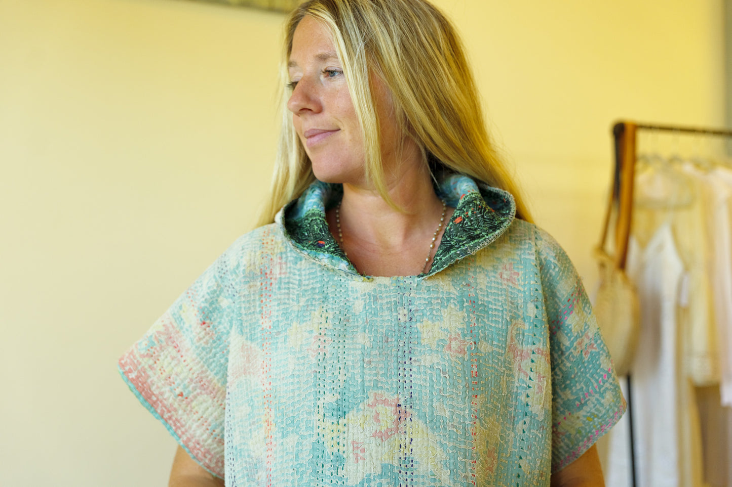 Kantha Hooded Poncho