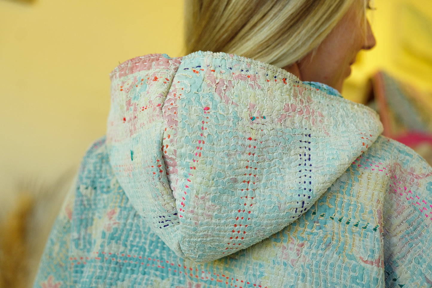 Kantha Hooded Poncho