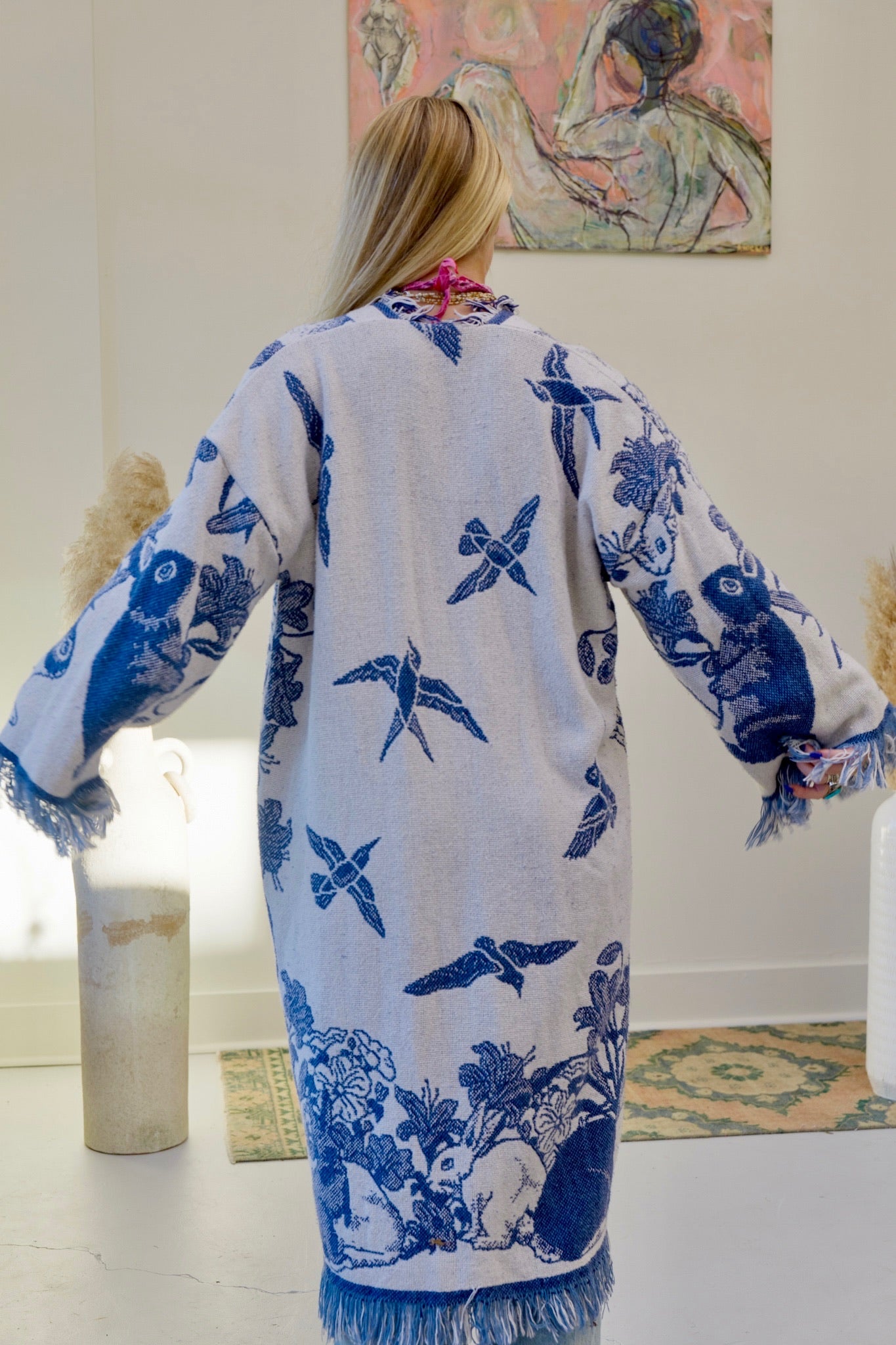 Bunny & Bird Blanket Kimono