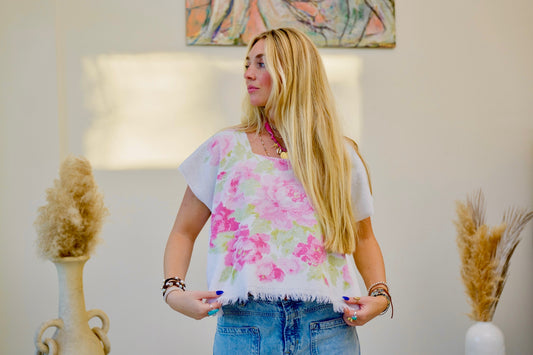 Pink Floral Towel Top