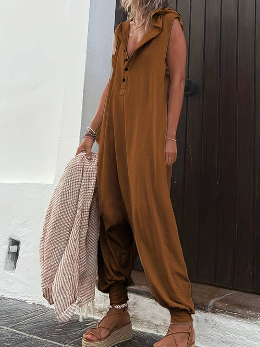 Solid Sleeveless Jumpsuit