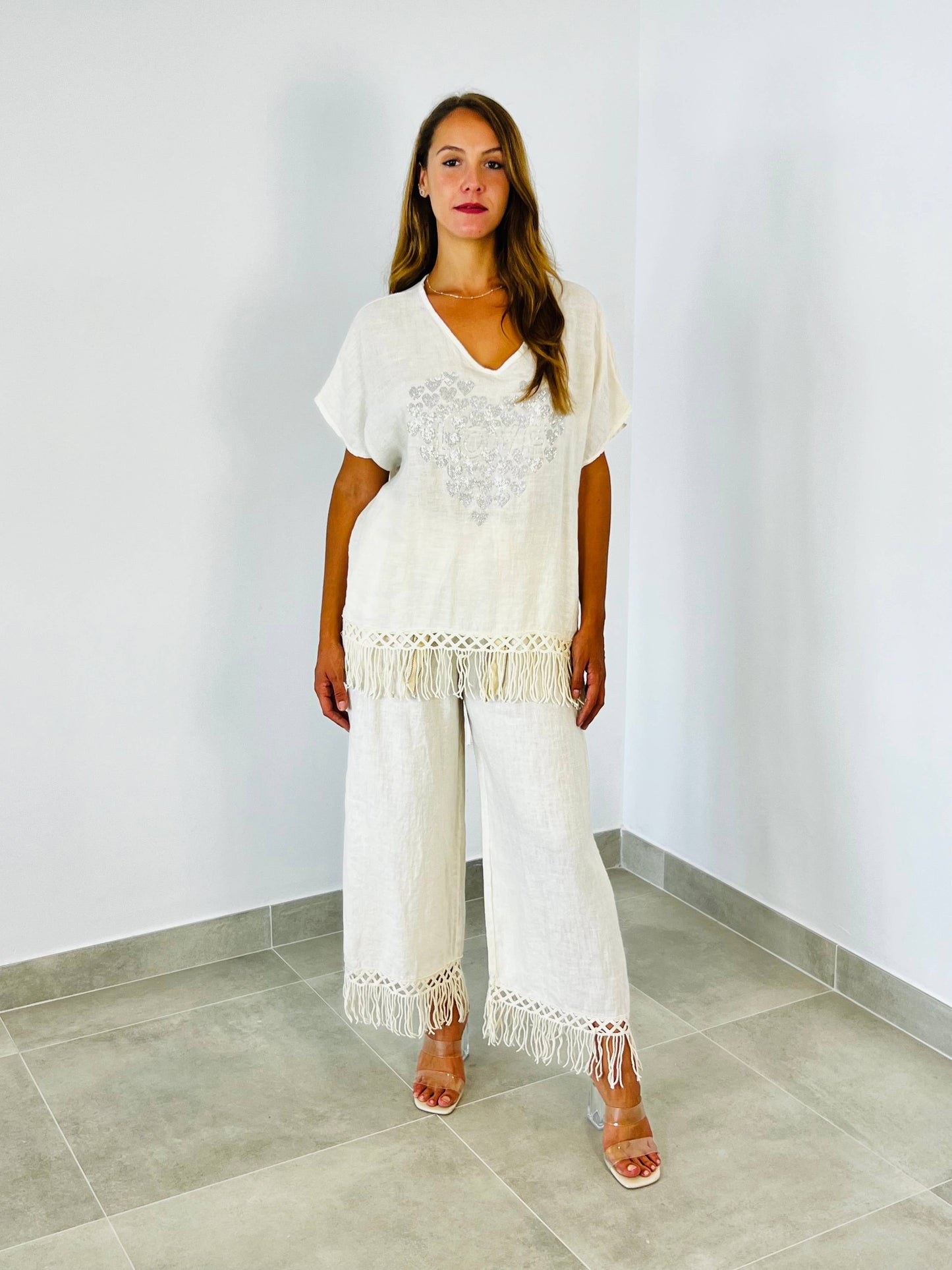 Linen Fringed Pants