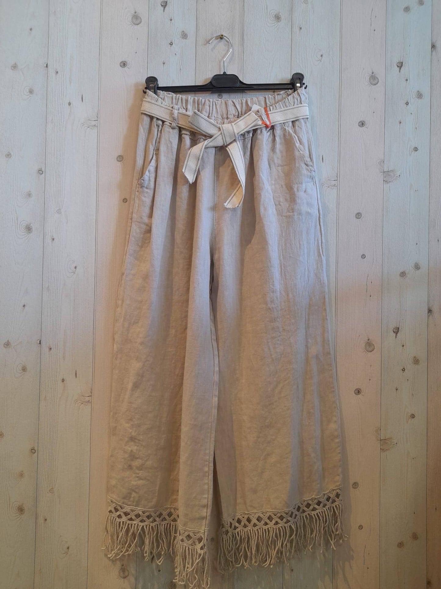 Linen Fringed Pants